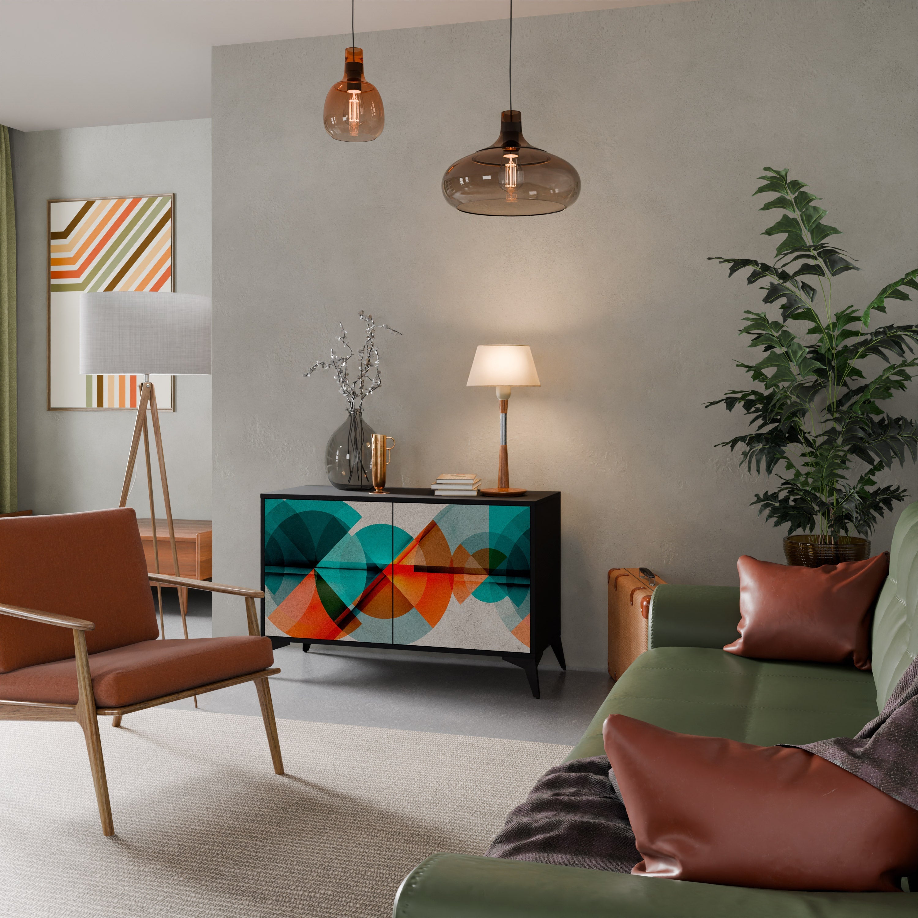 CIRCULAR RHAPSODY Aparador de 2 Portas em Acabamento Preto