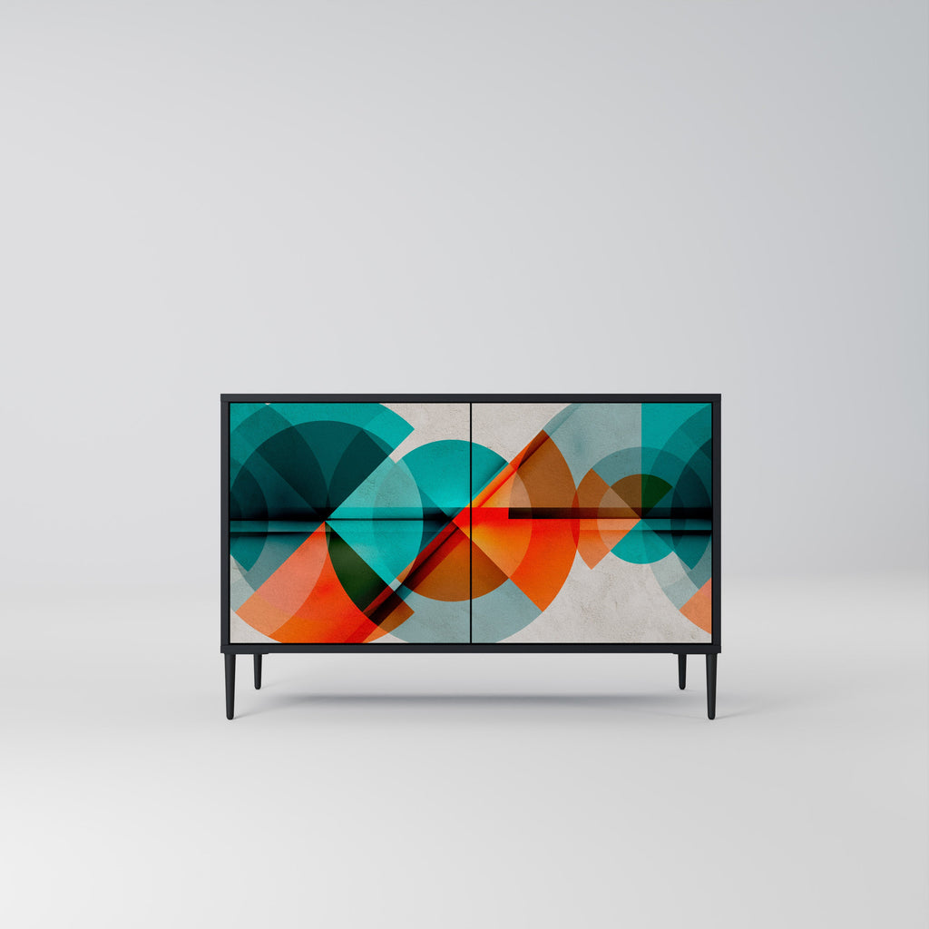 CIRCULAR RHAPSODY Aparador de 2 Portas em Acabamento Preto