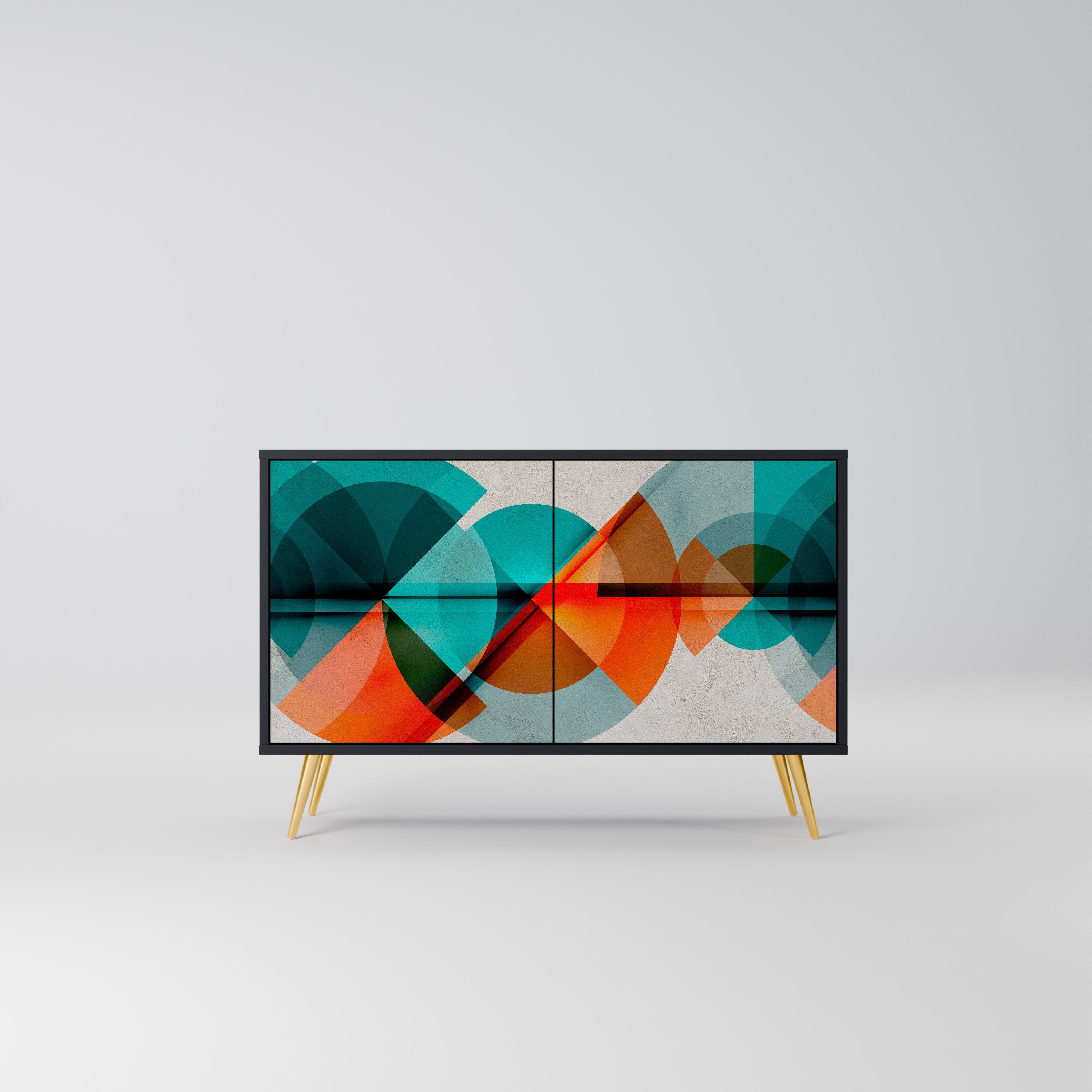 CIRCULAR RHAPSODY Aparador de 2 Portas em Acabamento Preto