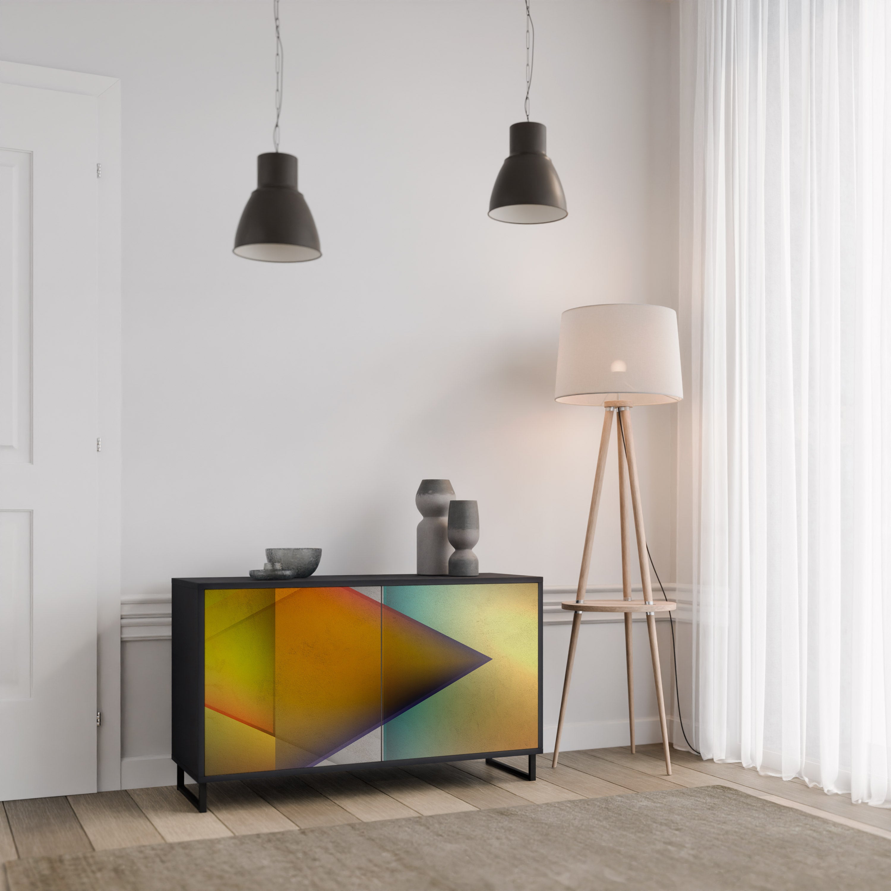 PIERCING SHARPNESS Aparador de 2 Portas em Acabamento Preto