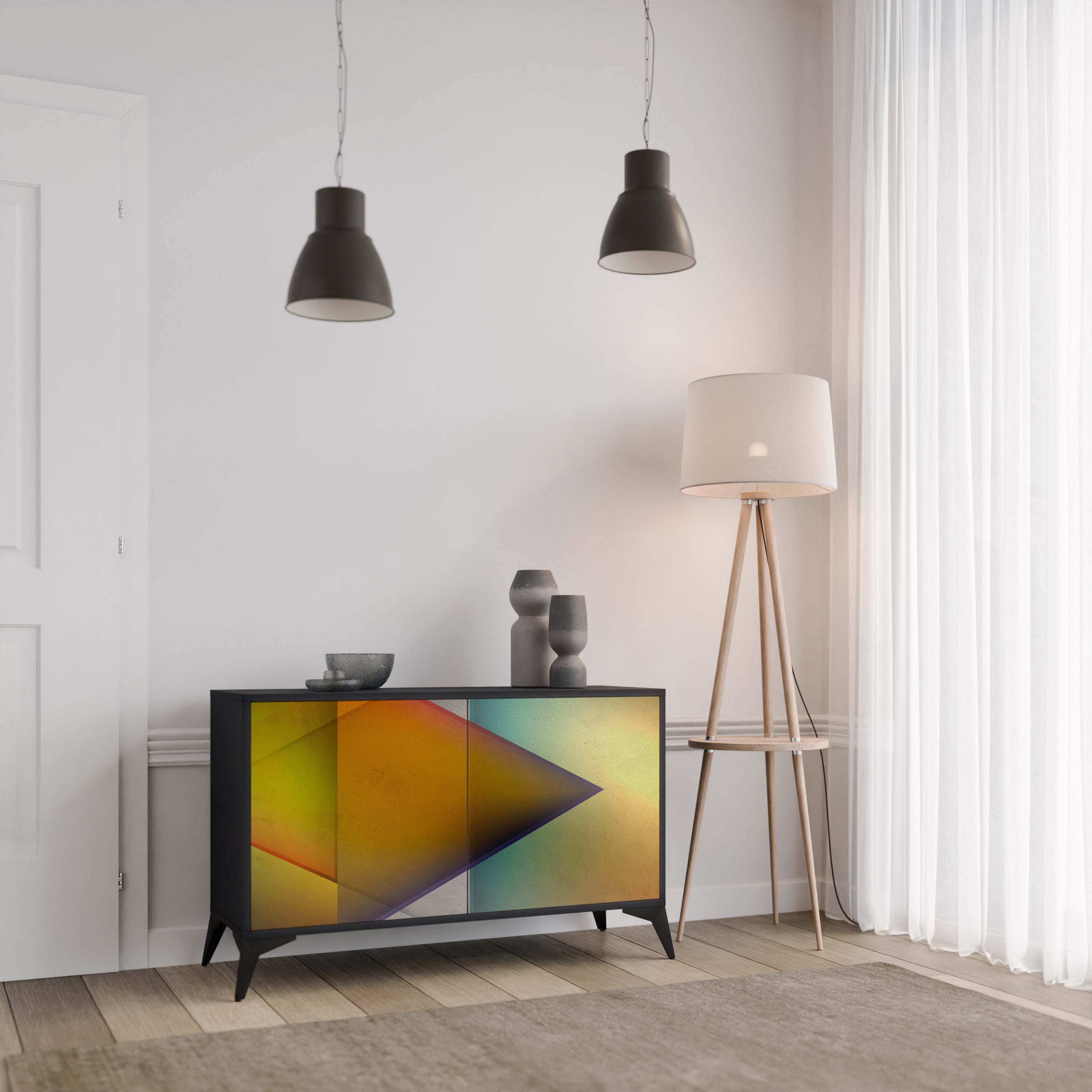 PIERCING SHARPNESS Aparador de 2 Portas em Acabamento Preto