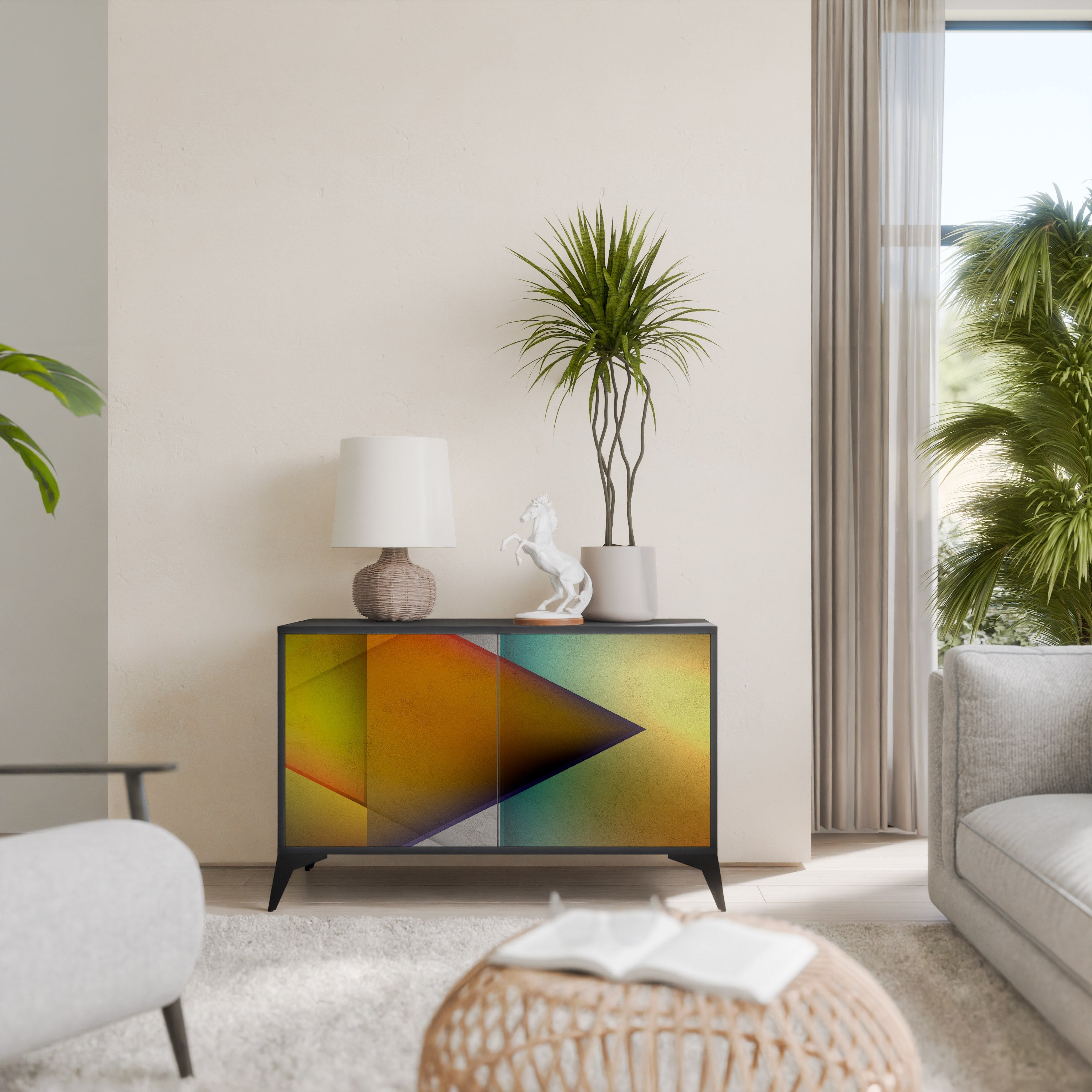 PIERCING SHARPNESS Aparador de 2 Portas em Acabamento Preto