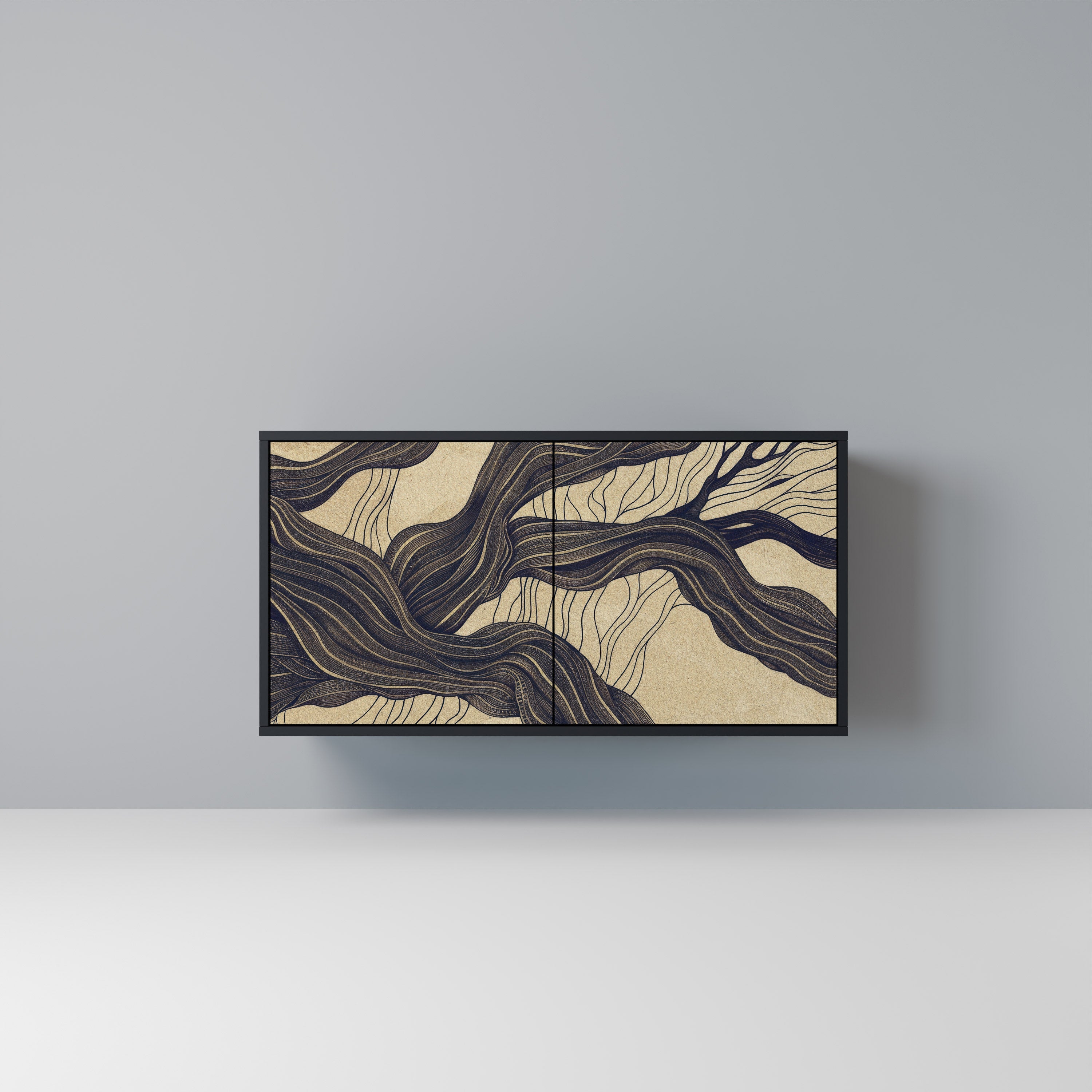 UNIFIED FRAGMENTS Aparador de 2 Portas em Acabamento Preto