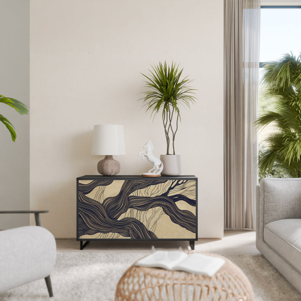 UNIFIED FRAGMENTS Aparador de 2 Portas em Acabamento Preto