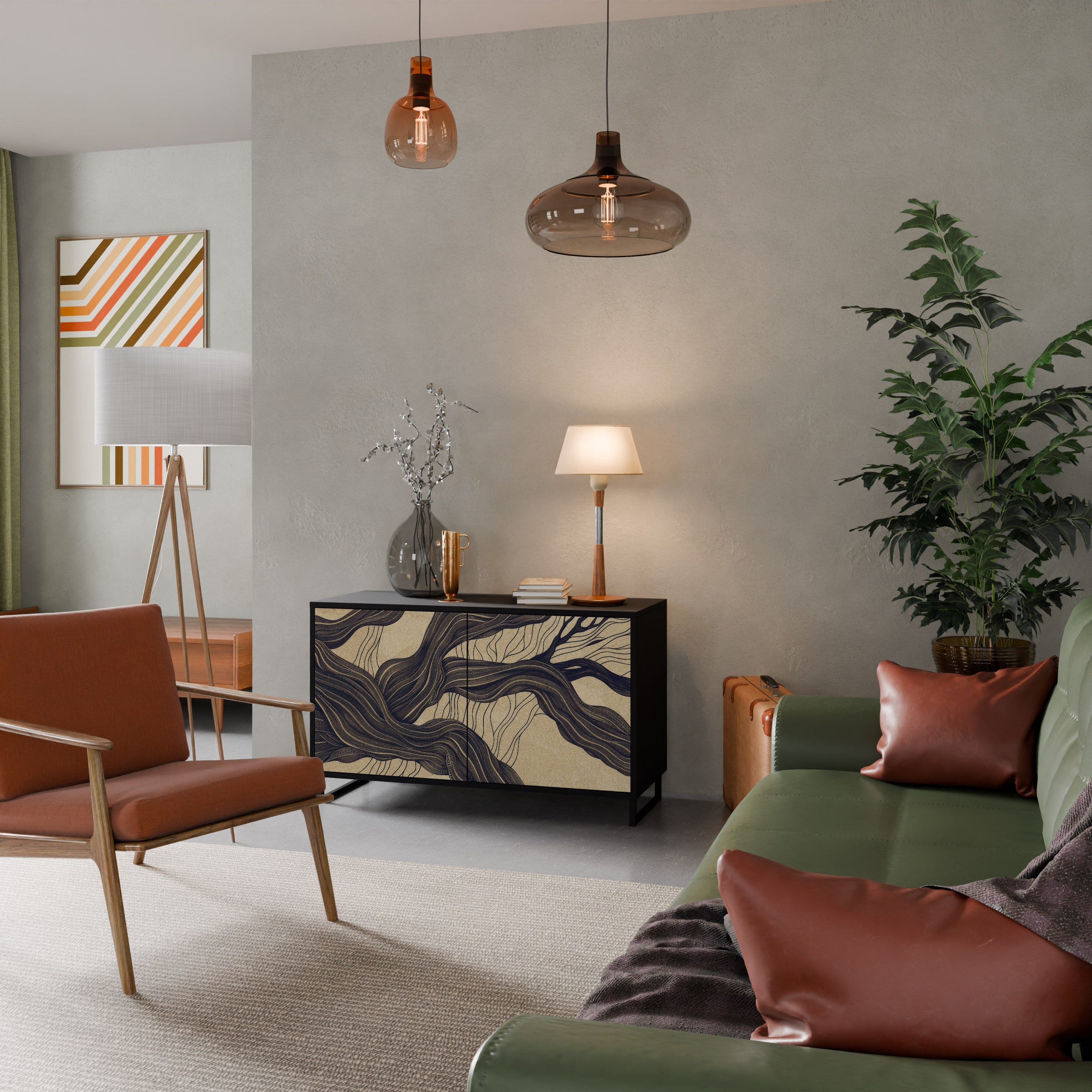 UNIFIED FRAGMENTS Aparador de 2 Portas em Acabamento Preto