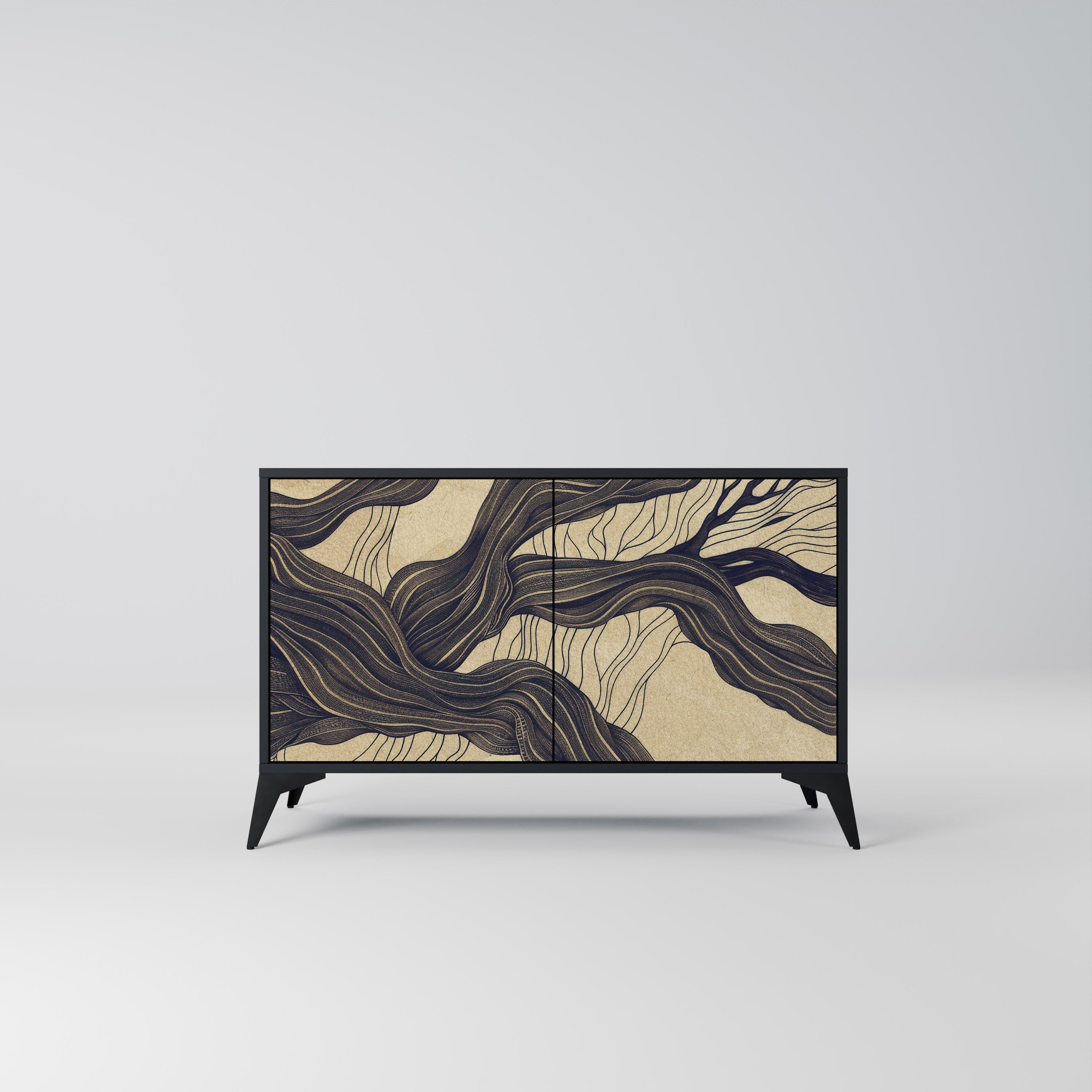 UNIFIED FRAGMENTS Aparador de 2 Portas em Acabamento Preto