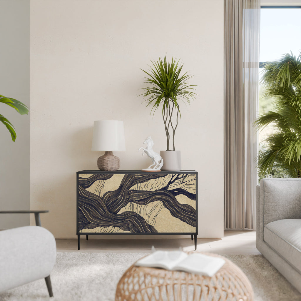 UNIFIED FRAGMENTS Aparador de 2 Portas em Acabamento Preto