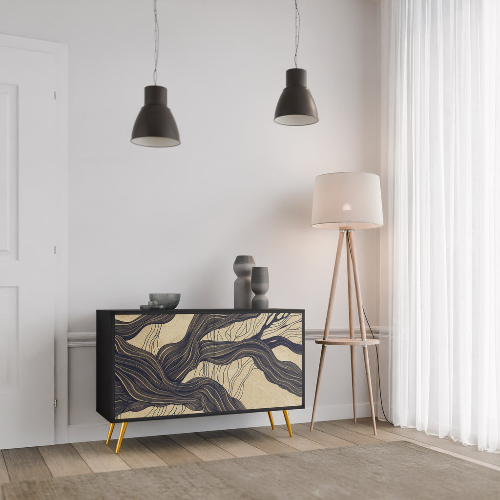 UNIFIED FRAGMENTS Aparador de 2 Portas em Acabamento Preto