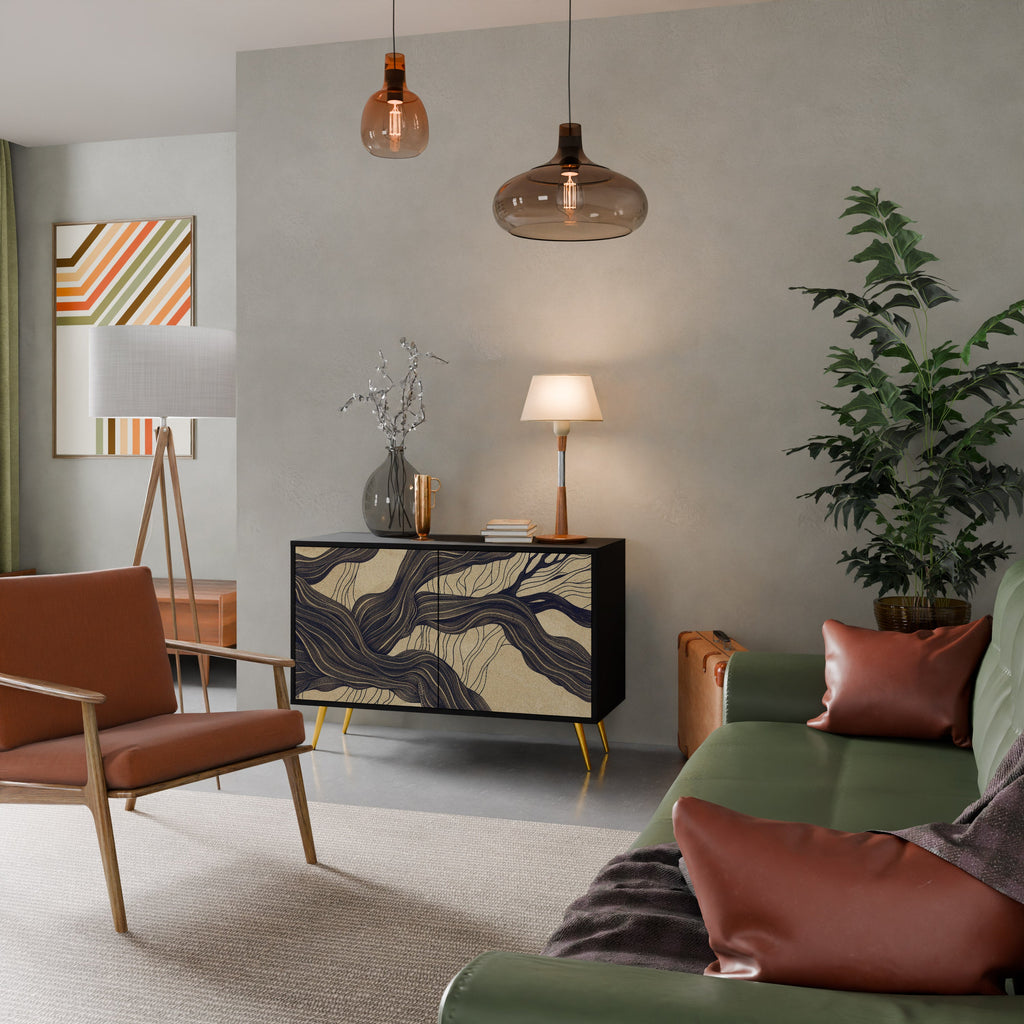 UNIFIED FRAGMENTS Aparador de 2 Portas em Acabamento Preto