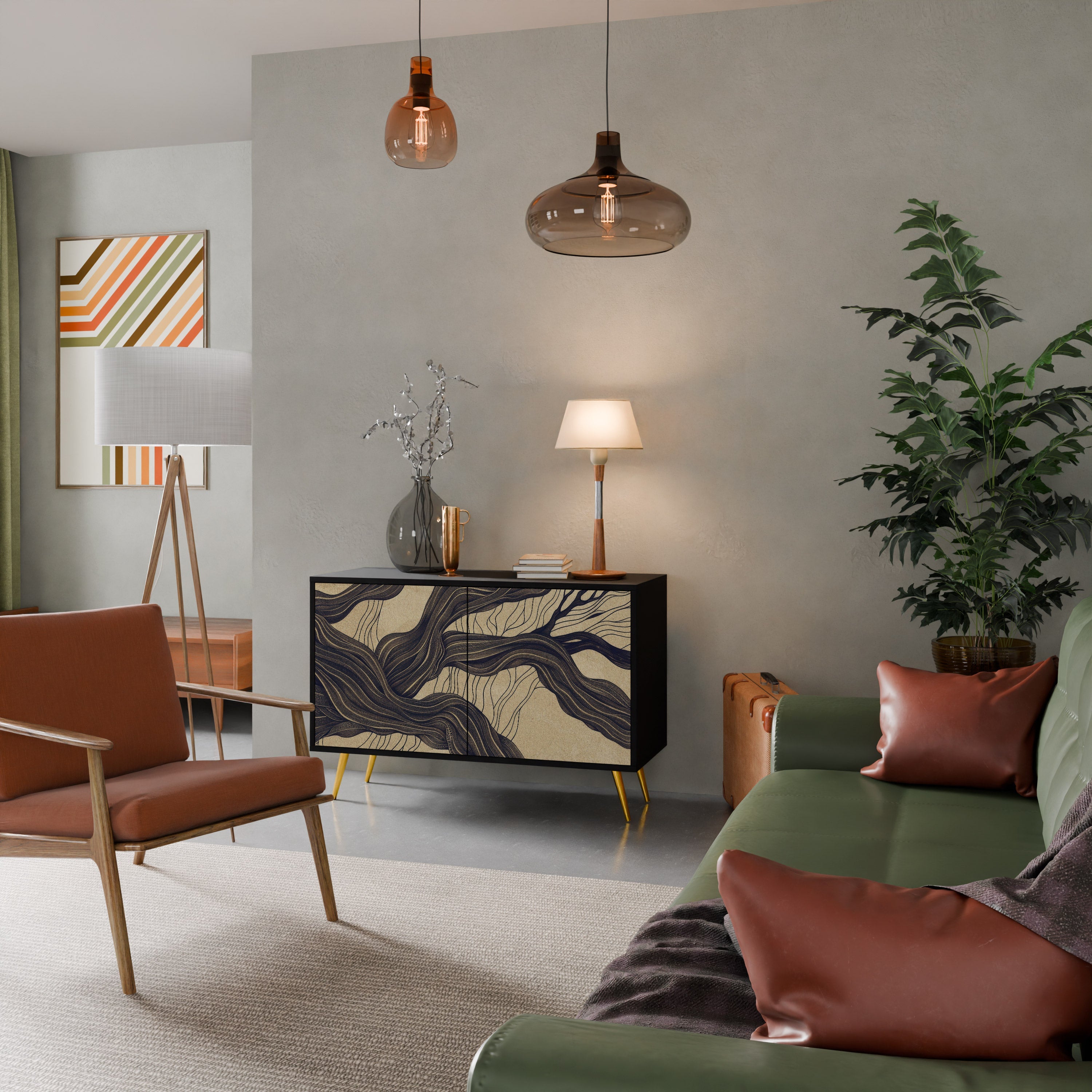 UNIFIED FRAGMENTS Aparador de 2 Portas em Acabamento Preto