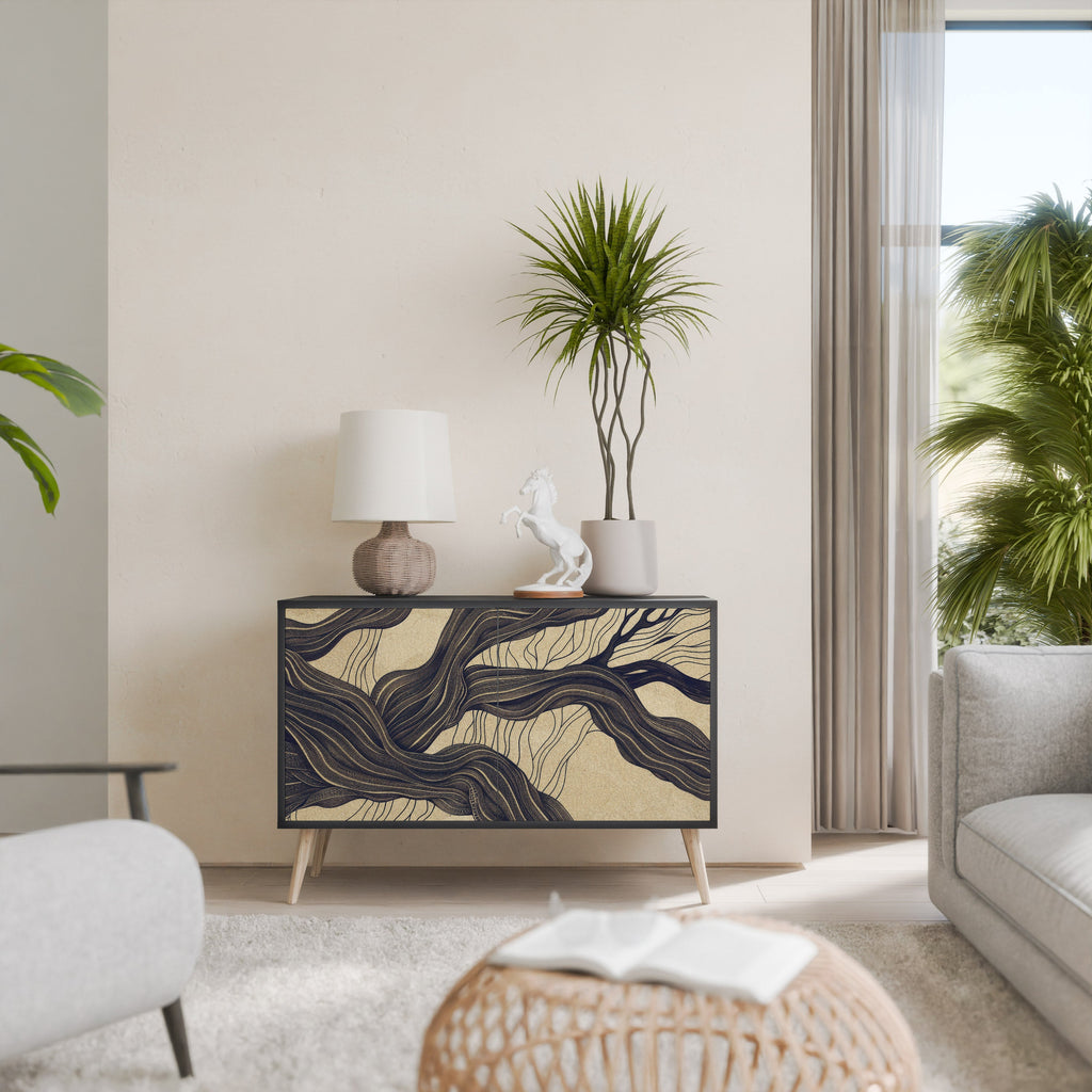 UNIFIED FRAGMENTS Aparador de 2 Portas em Acabamento Preto