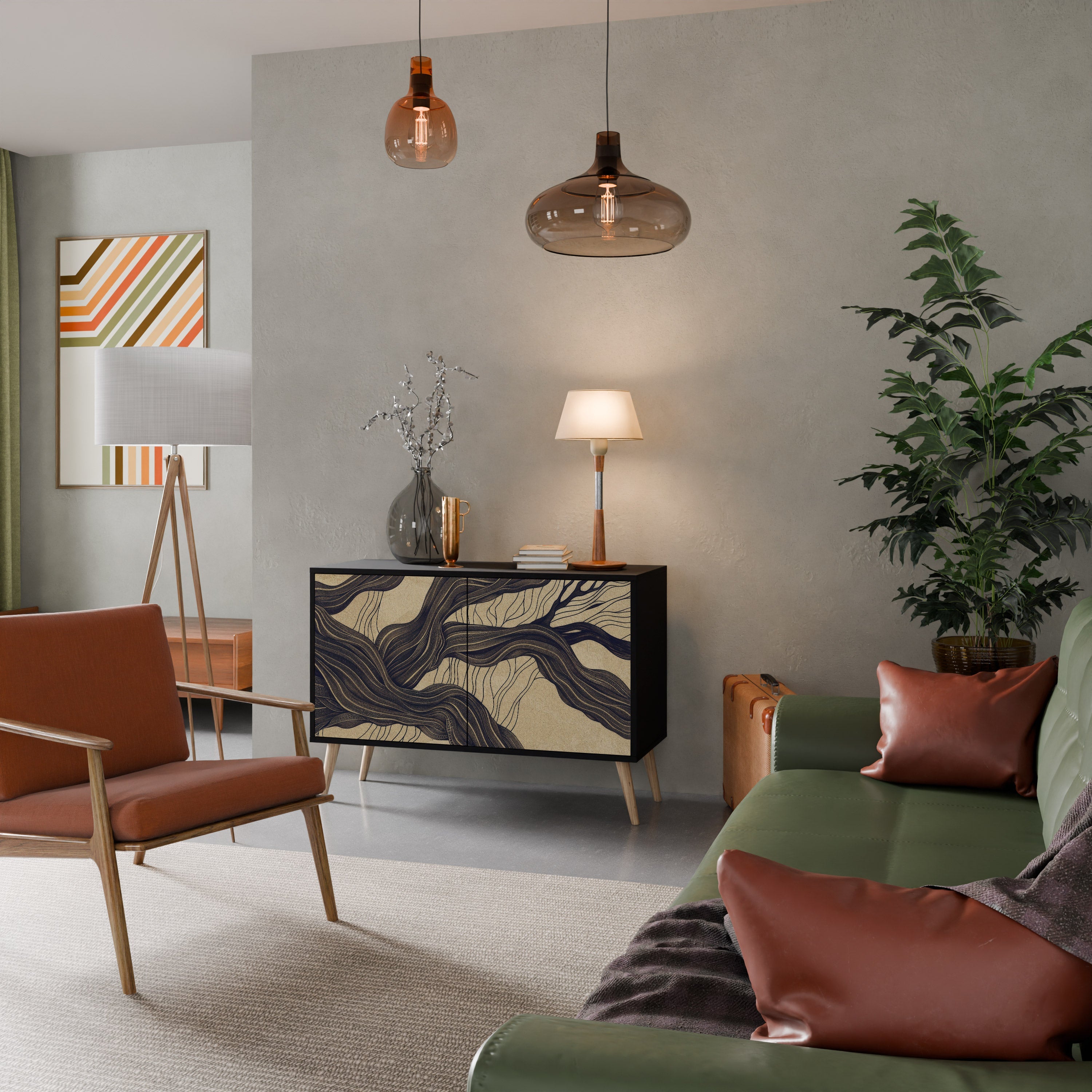 UNIFIED FRAGMENTS Aparador de 2 Portas em Acabamento Preto