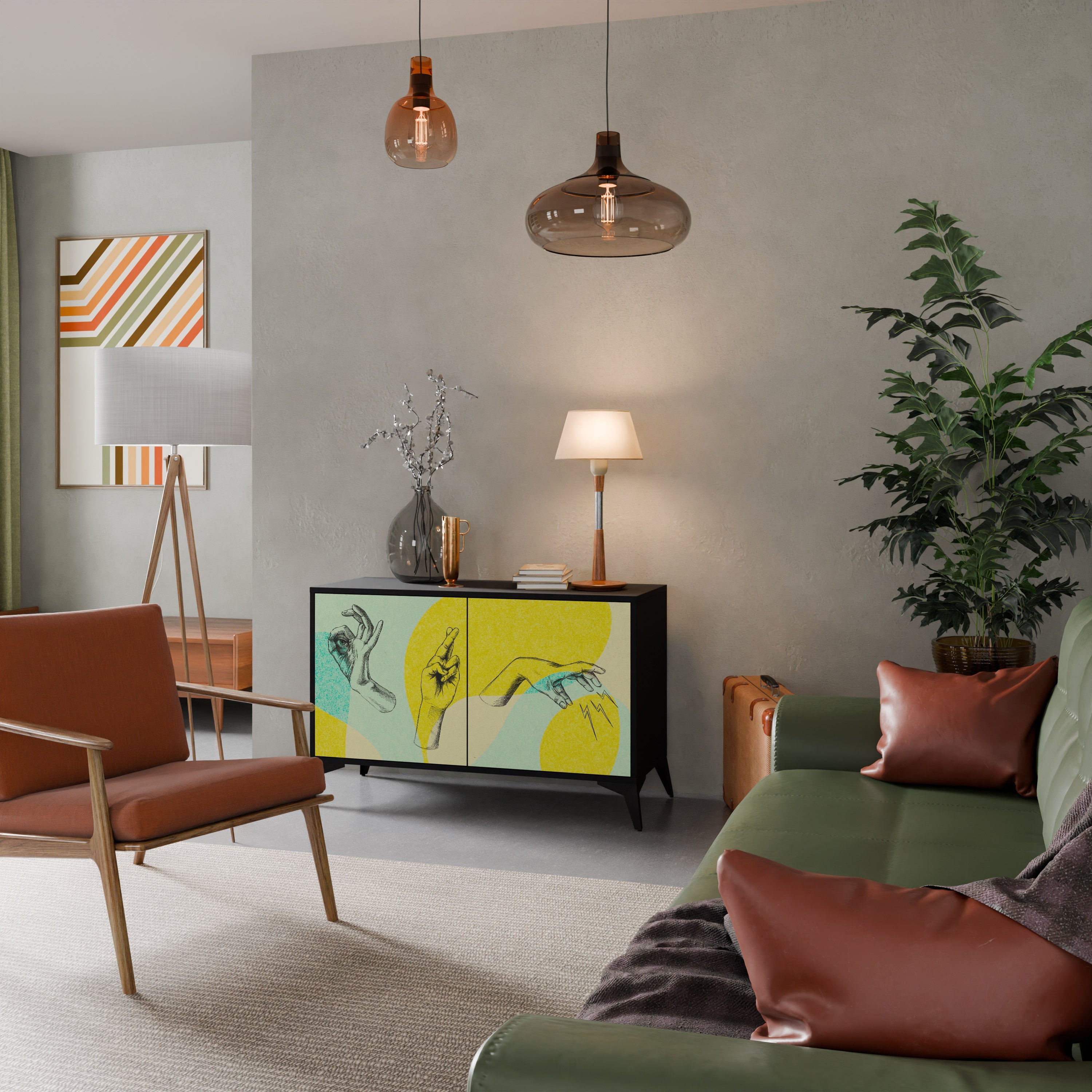 BODY LANGUAGE Aparador de 2 Portas em Acabamento Preto