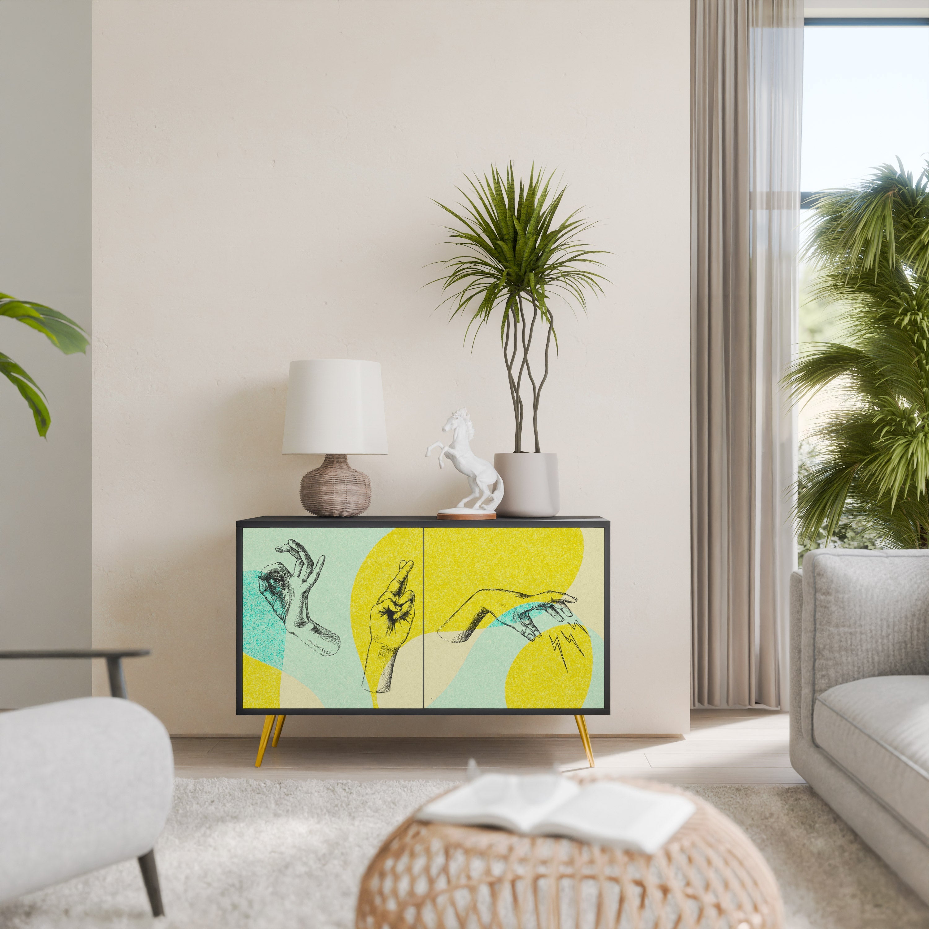 BODY LANGUAGE Aparador de 2 Portas em Acabamento Preto