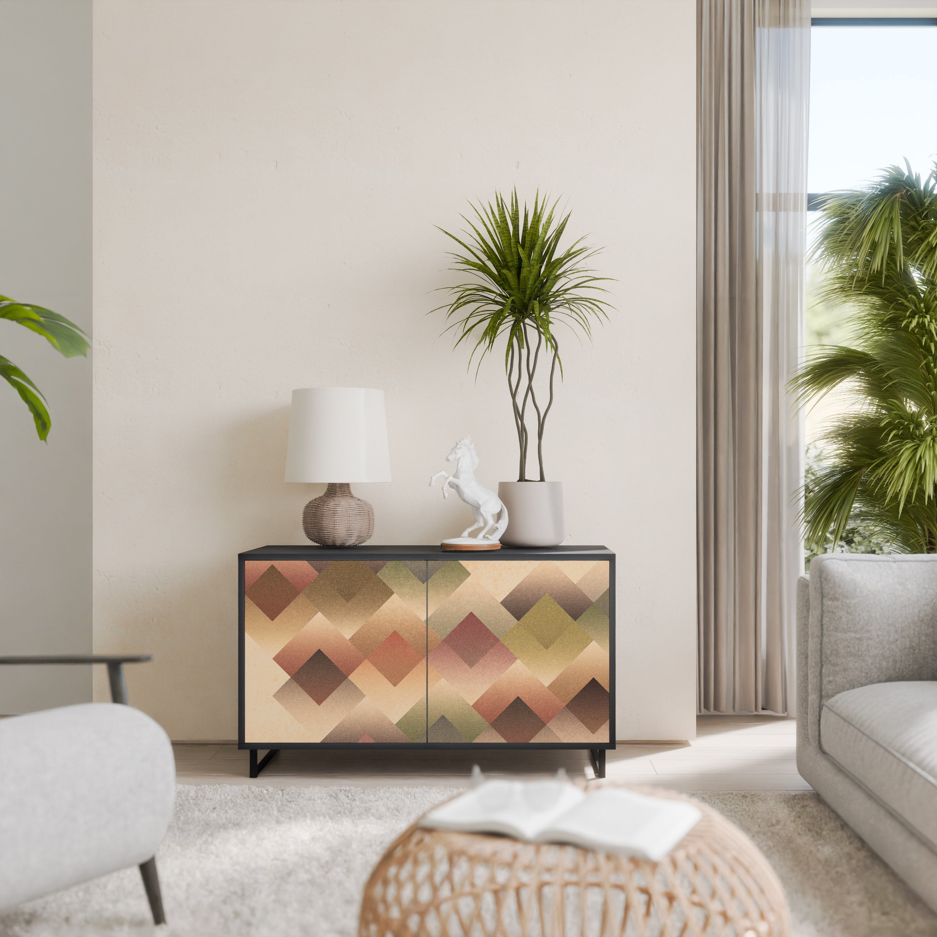 GEOMETRIC FUSION Aparador de 2 Portas em Acabamento Preto