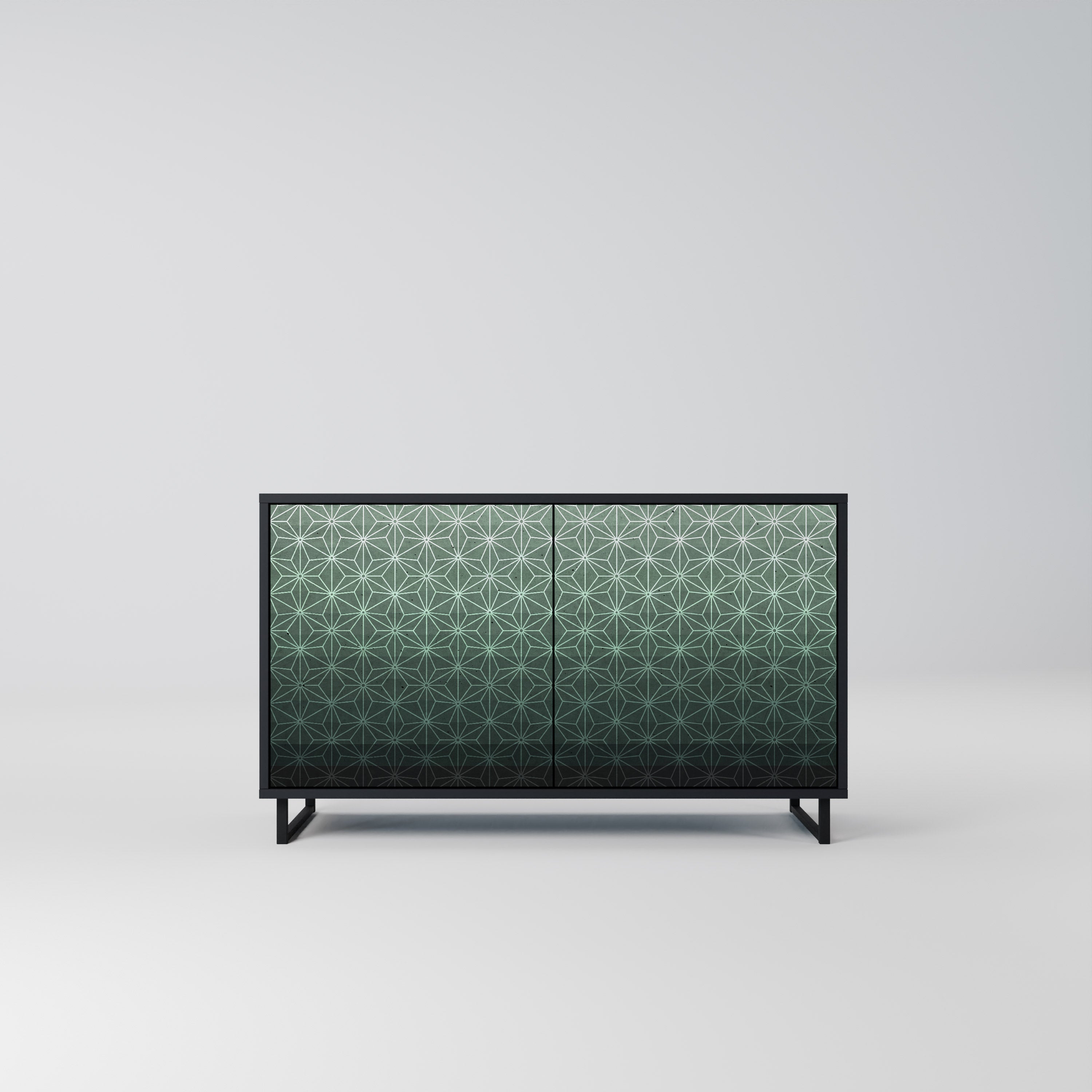 ORNAMENTAL GLIMMER Aparador de 2 Portas em Acabamento Preto