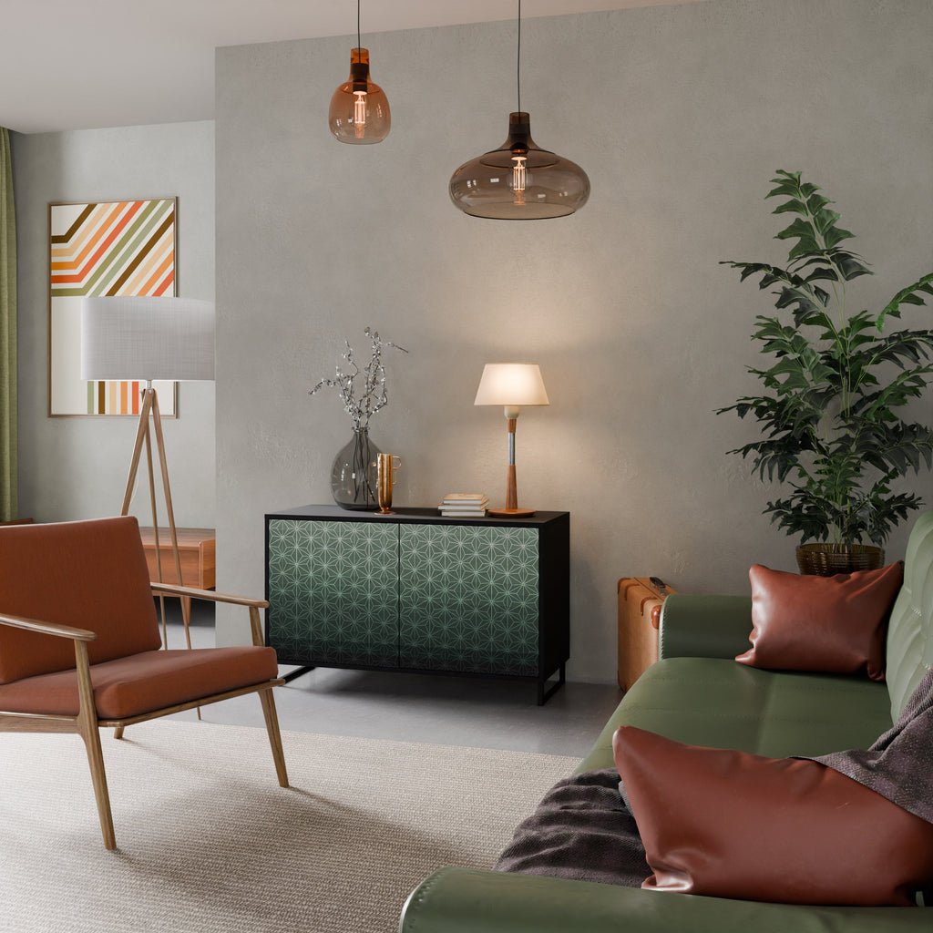 ORNAMENTAL GLIMMER Aparador de 2 Portas em Acabamento Preto