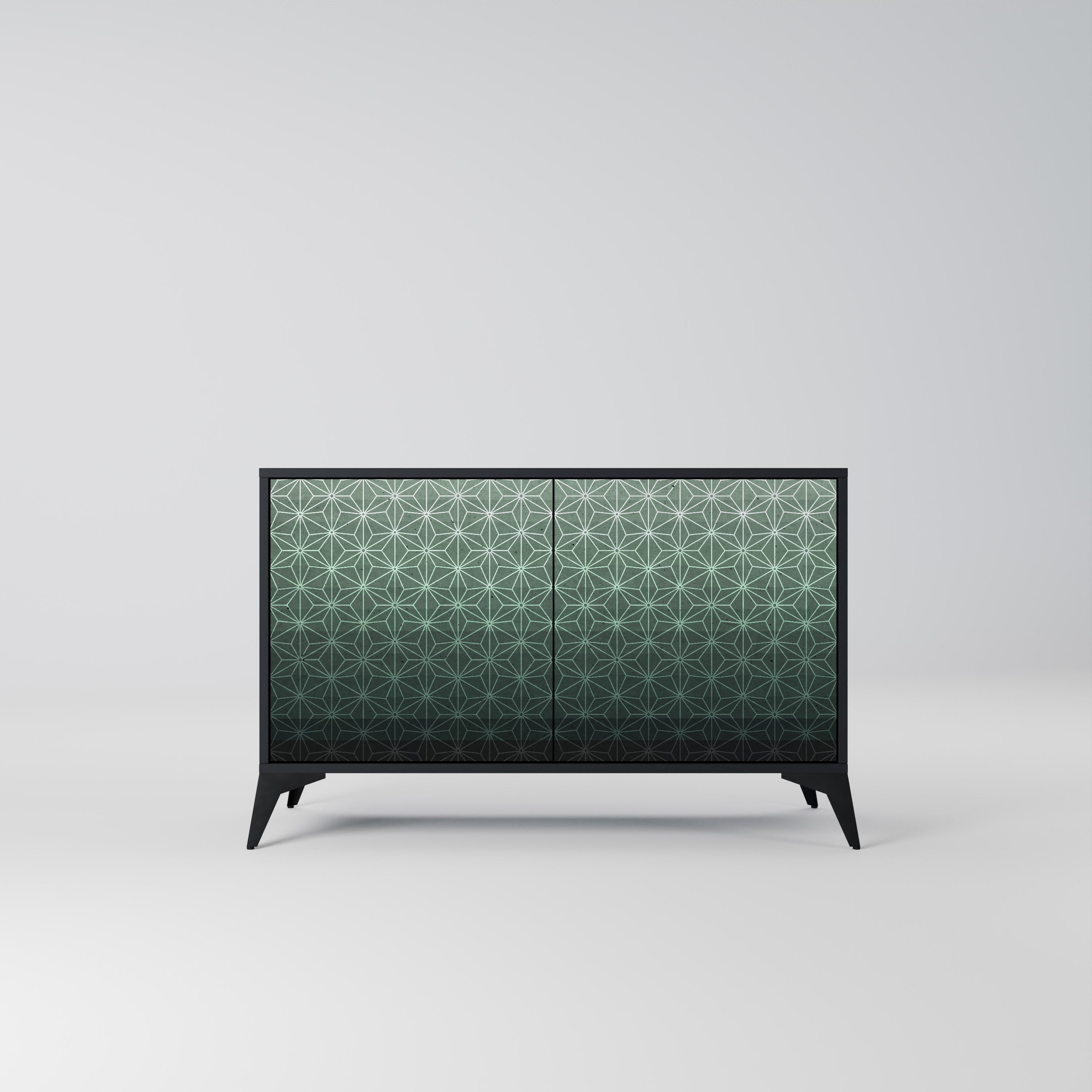 ORNAMENTAL GLIMMER Aparador de 2 Portas em Acabamento Preto