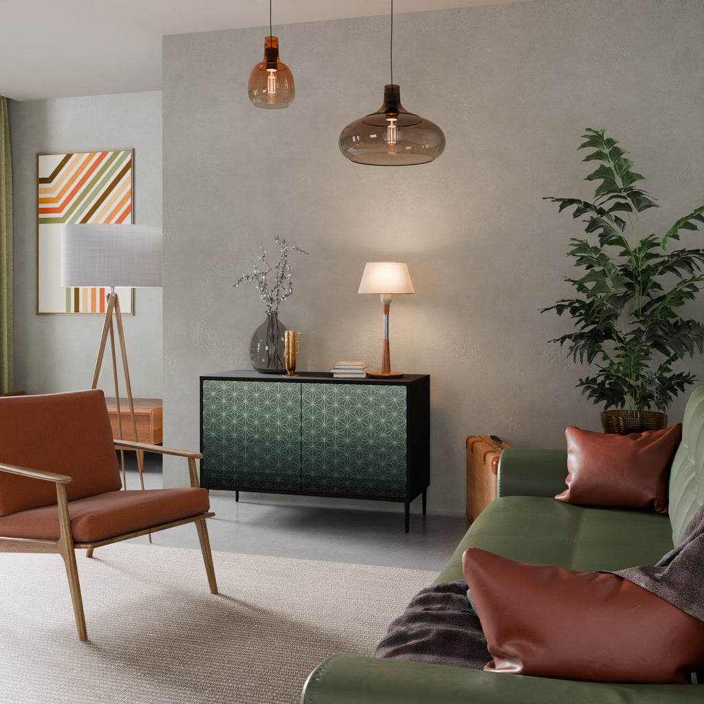 ORNAMENTAL GLIMMER Aparador de 2 Portas em Acabamento Preto