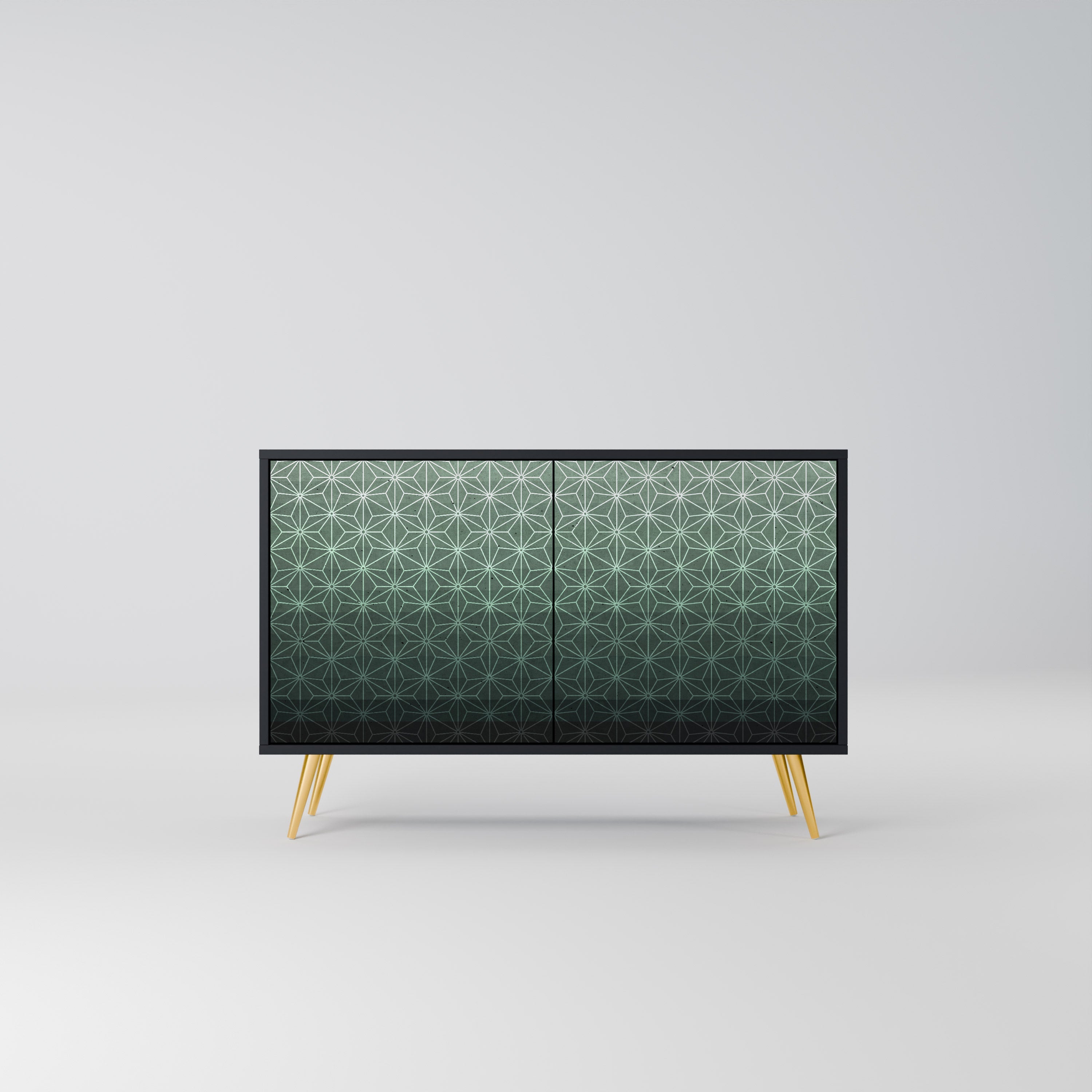 ORNAMENTAL GLIMMER Aparador de 2 Portas em Acabamento Preto