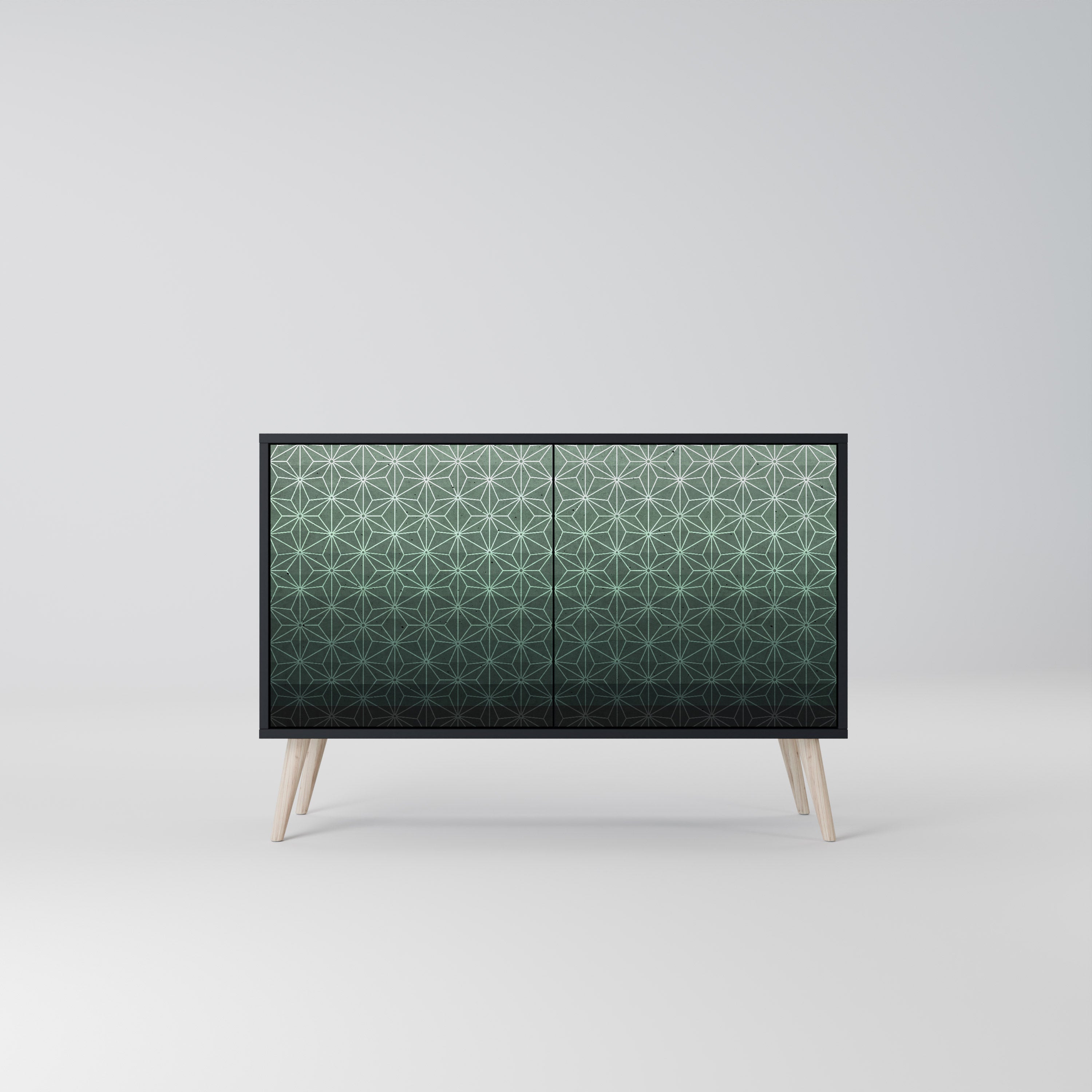 ORNAMENTAL GLIMMER Aparador de 2 Portas em Acabamento Preto