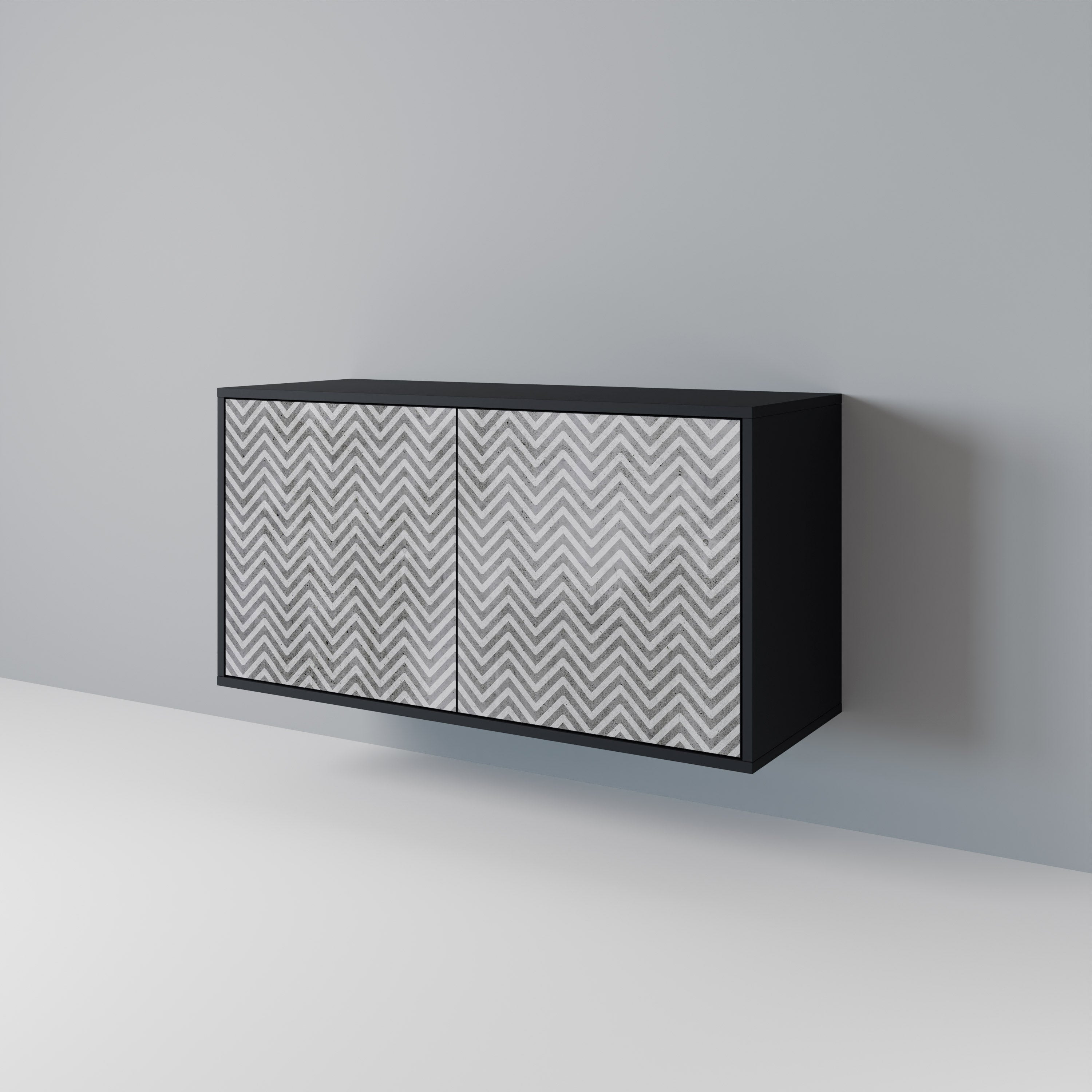CONCRETE ZIG ZAG 2-Door Sideboard in Black Finish