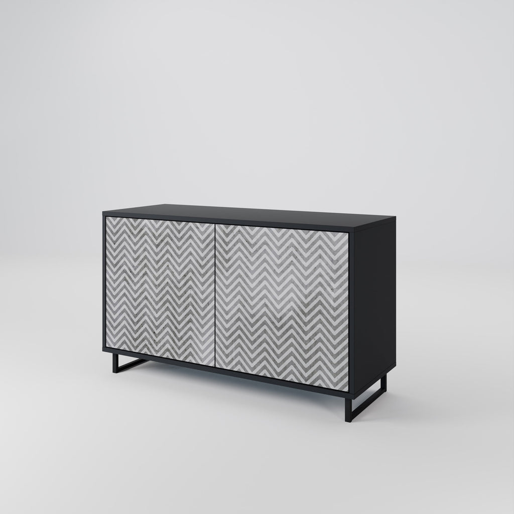 CONCRETE ZIG ZAG 2-Door Sideboard in Black Finish