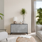 CONCRETE ZIG ZAG 2-Door Sideboard in Black Finish