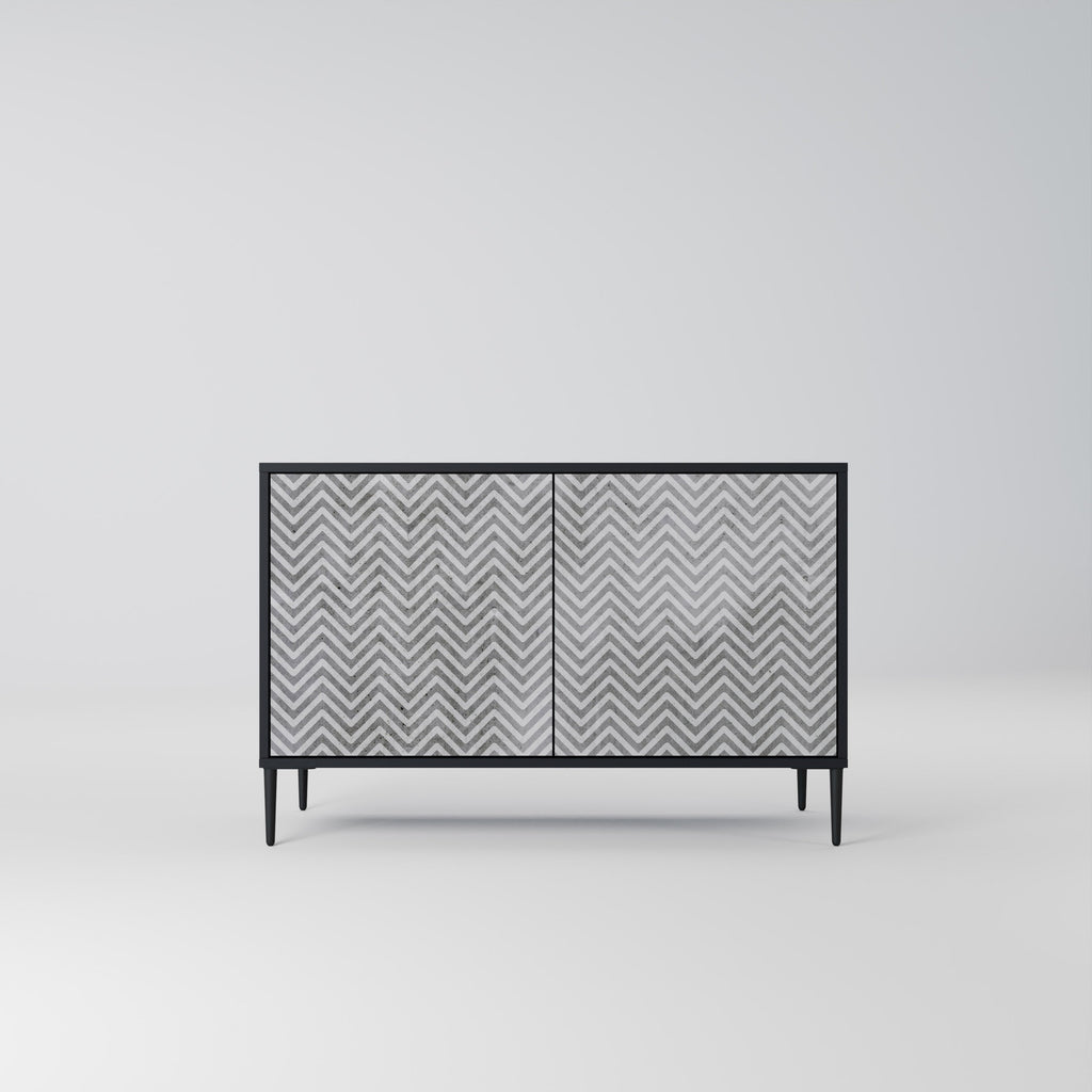 CONCRETE ZIG ZAG 2-Door Sideboard in Black Finish
