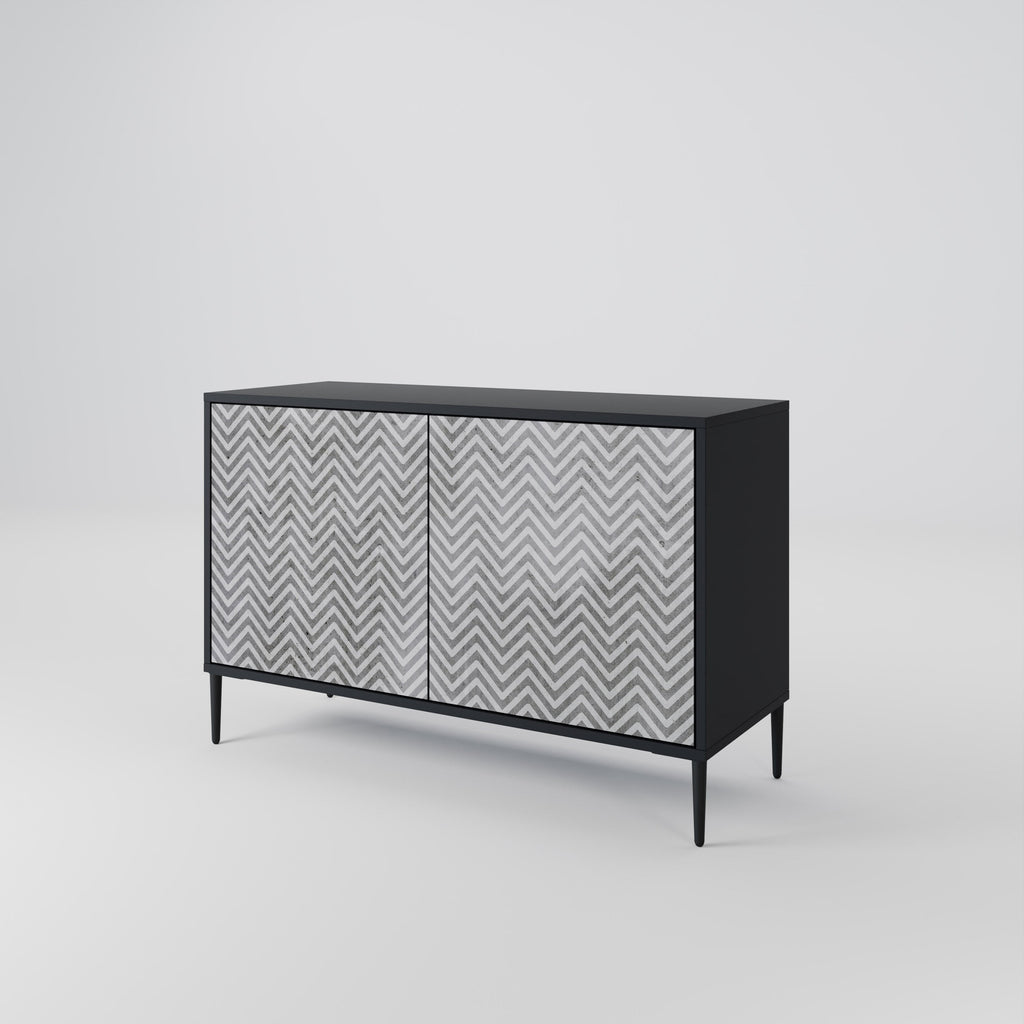 CONCRETE ZIG ZAG 2-Door Sideboard in Black Finish