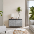 CONCRETE ZIG ZAG 2-Door Sideboard in Black Finish