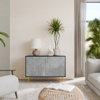 CONCRETE ZIG ZAG 2-Door Sideboard in Black Finish