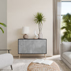 CONCRETE ZIG ZAG 2-Door Sideboard in Black Finish