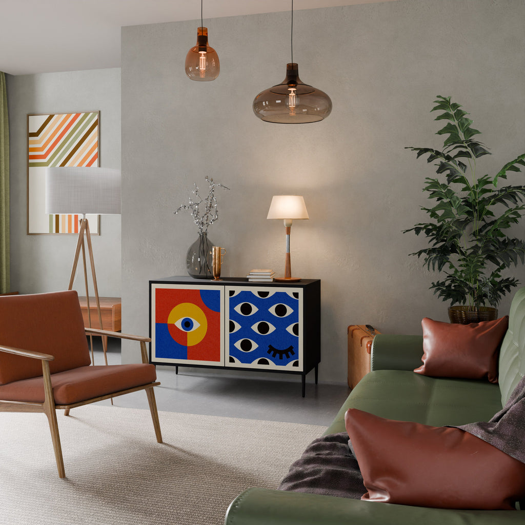 GEOMETRIC EYES Aparador de 2 Portas em Acabamento Preto