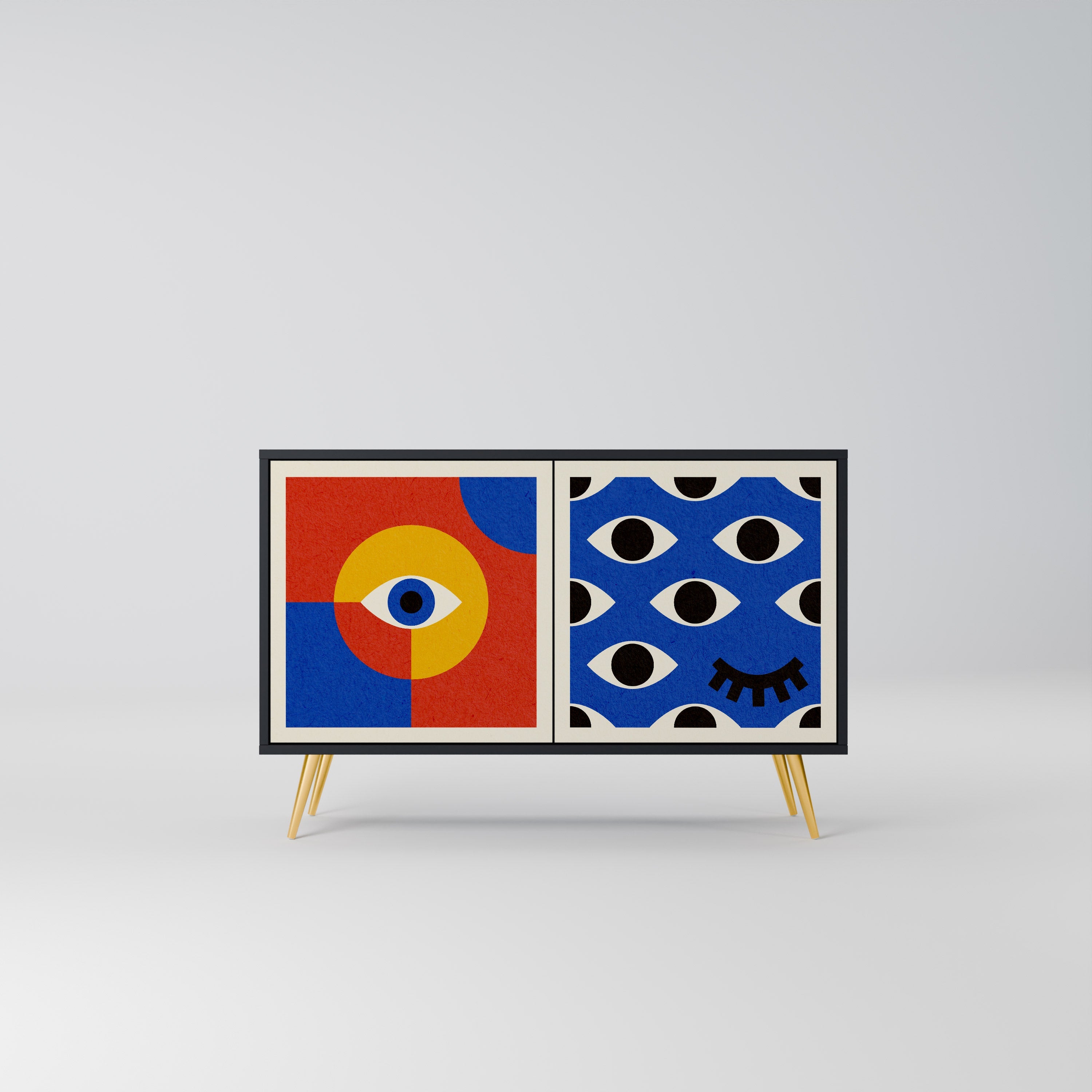 GEOMETRIC EYES Aparador de 2 Portas em Acabamento Preto