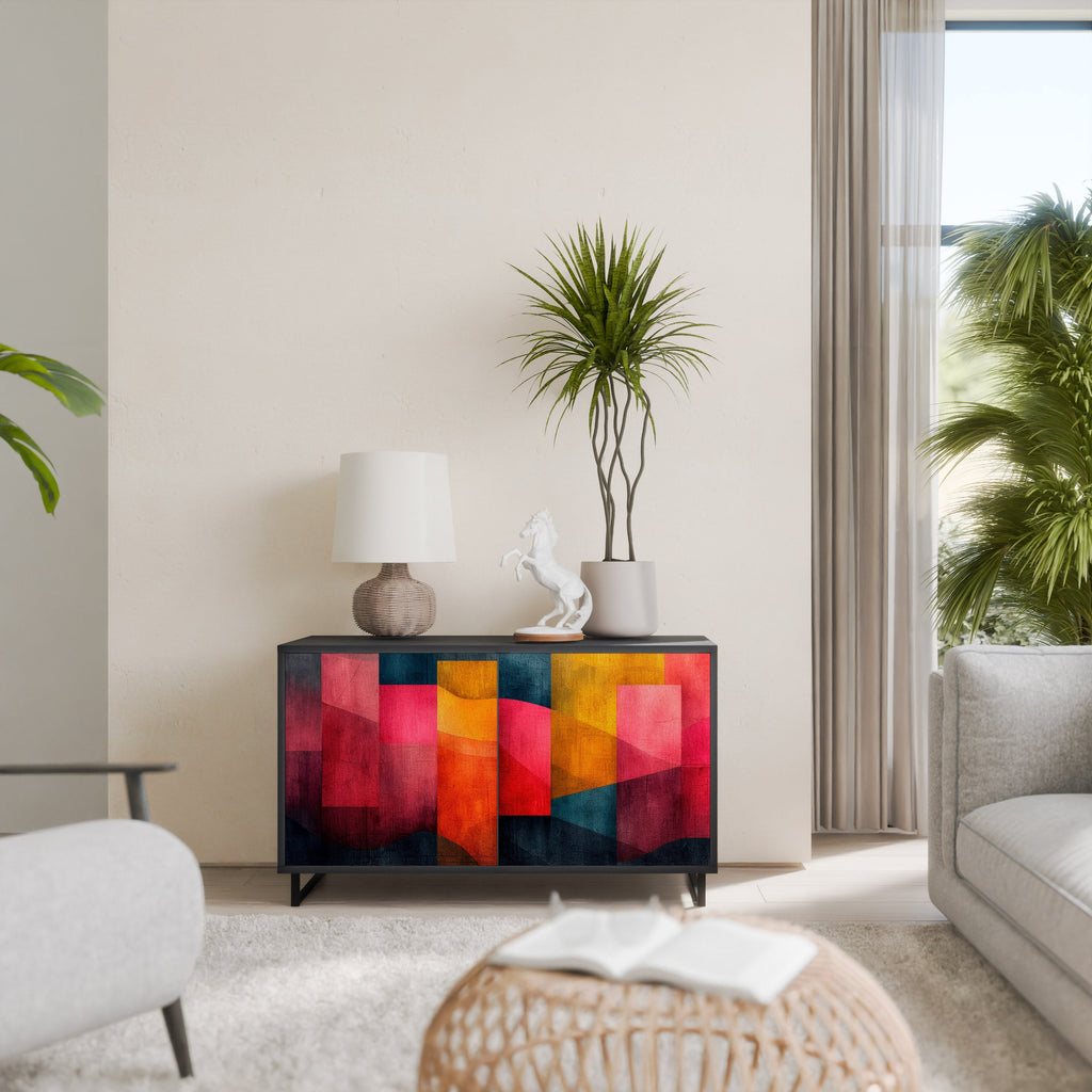 COLORFUL SOUNDS Aparador de 2 Portas em Acabamento Preto