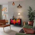 COLORFUL SOUNDS Aparador de 2 Portas em Acabamento Preto