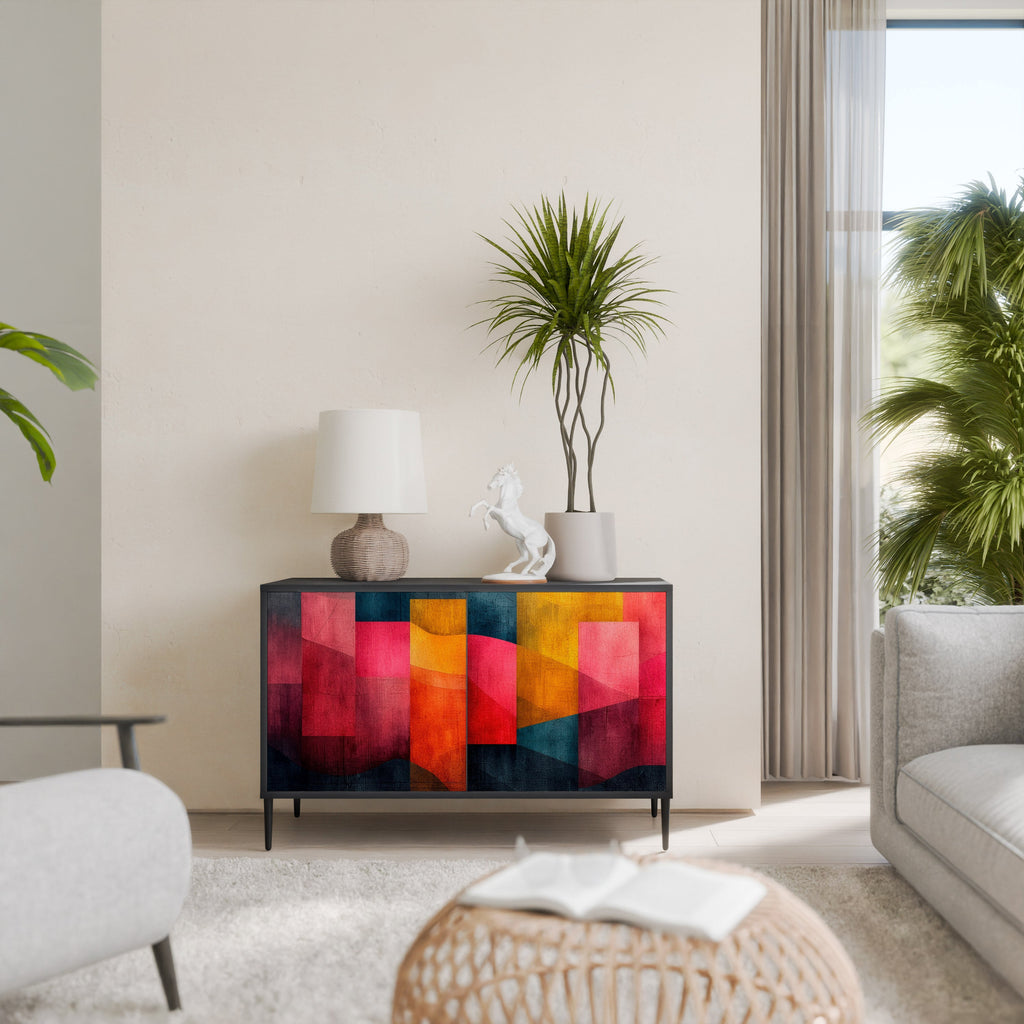 COLORFUL SOUNDS Aparador de 2 Portas em Acabamento Preto