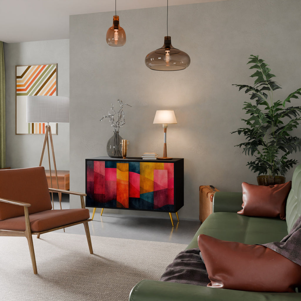 COLORFUL SOUNDS Aparador de 2 Portas em Acabamento Preto