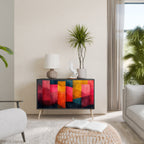 COLORFUL SOUNDS Aparador de 2 Portas em Acabamento Preto