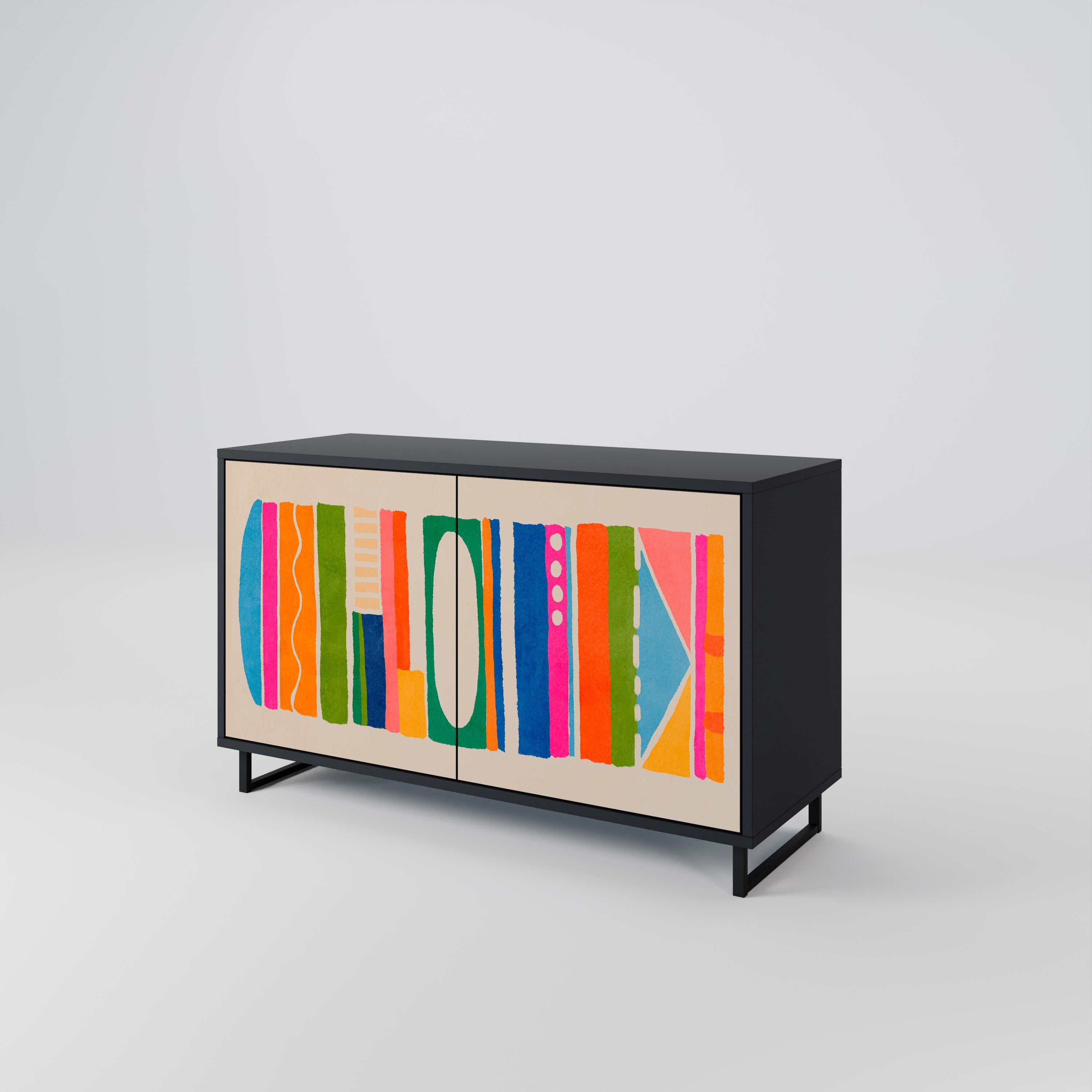 GEOMETRIC SHINE 2-Door Sideboard in Black Finish