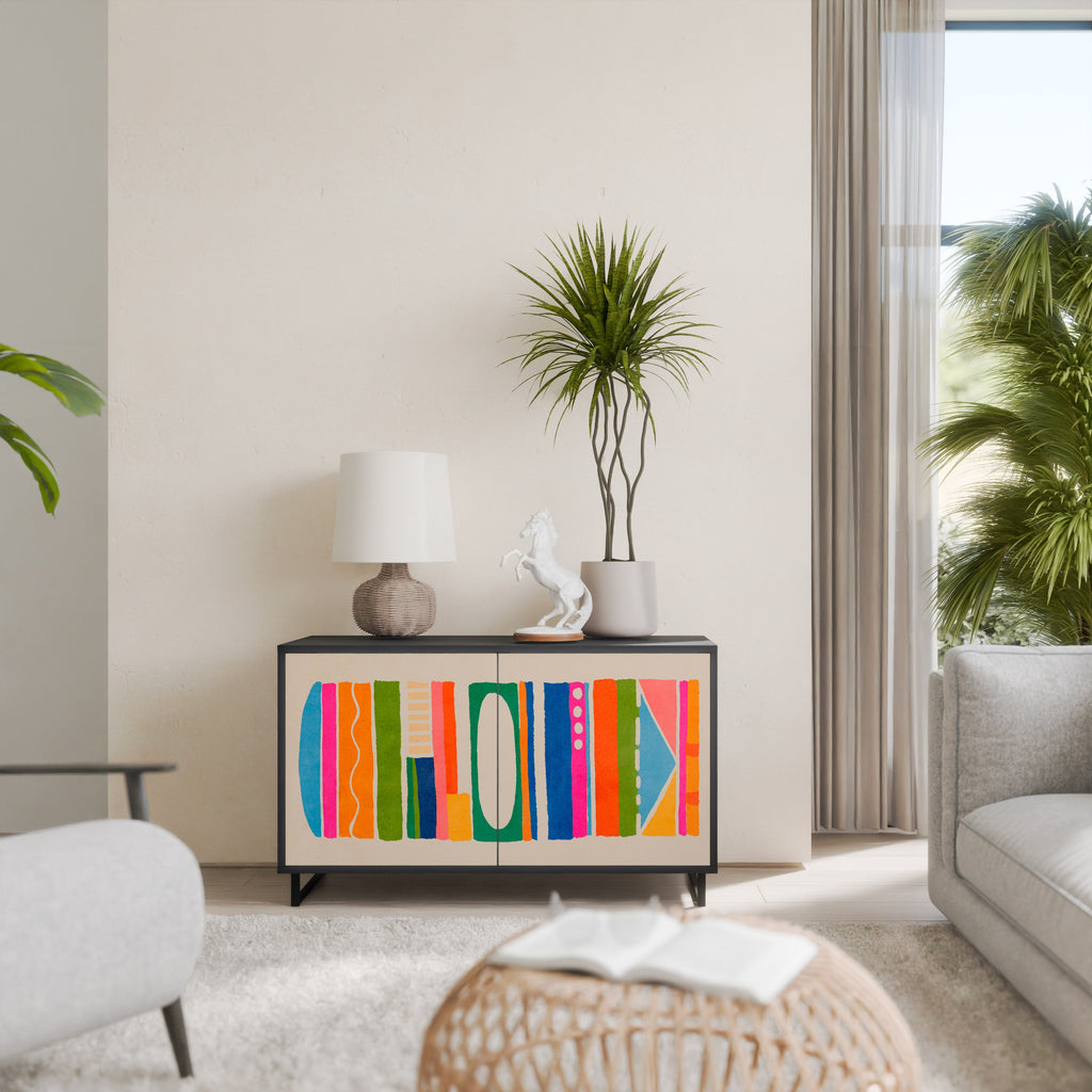 GEOMETRIC SHINE 2-Door Sideboard in Black Finish