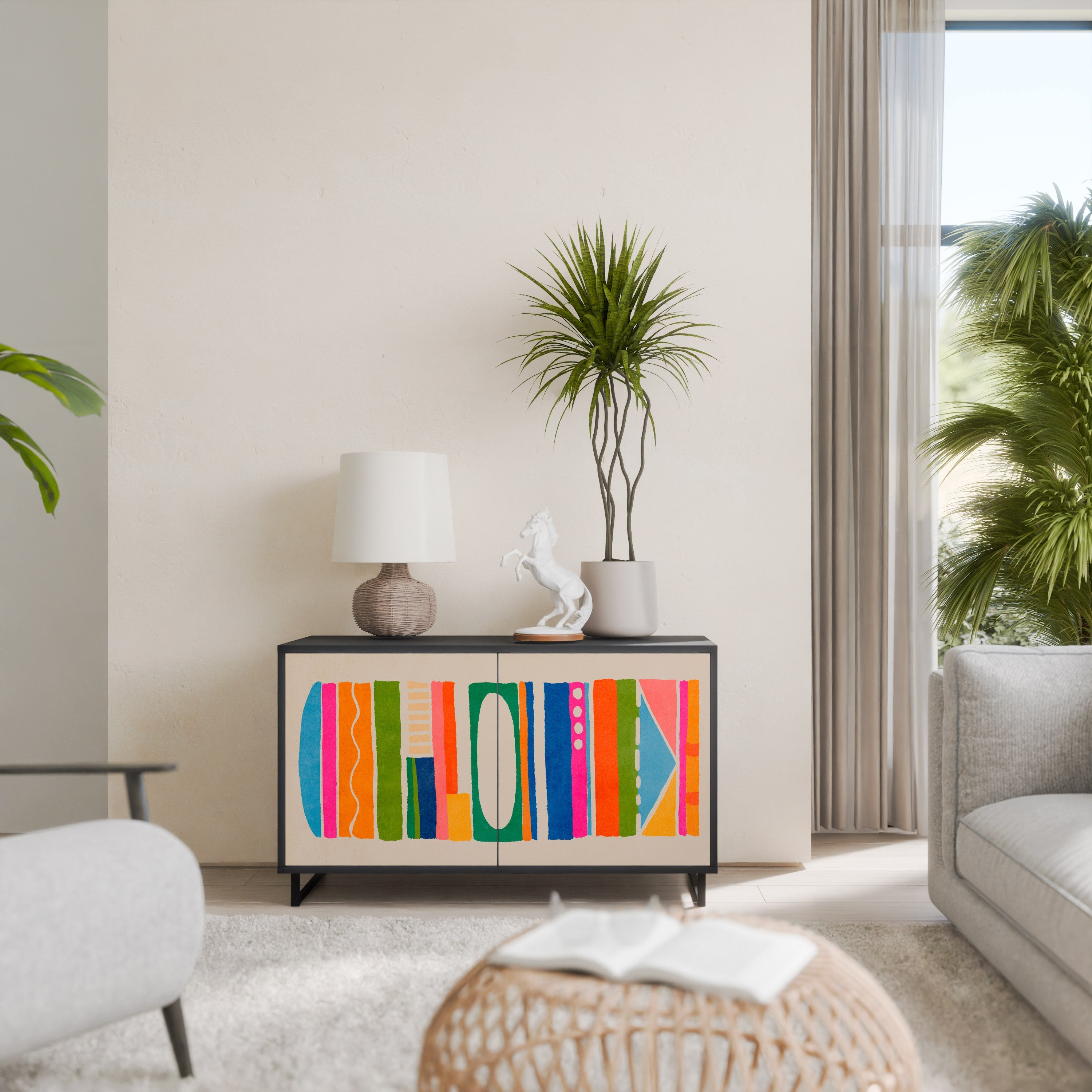 GEOMETRIC SHINE 2-Door Sideboard in Black Finish