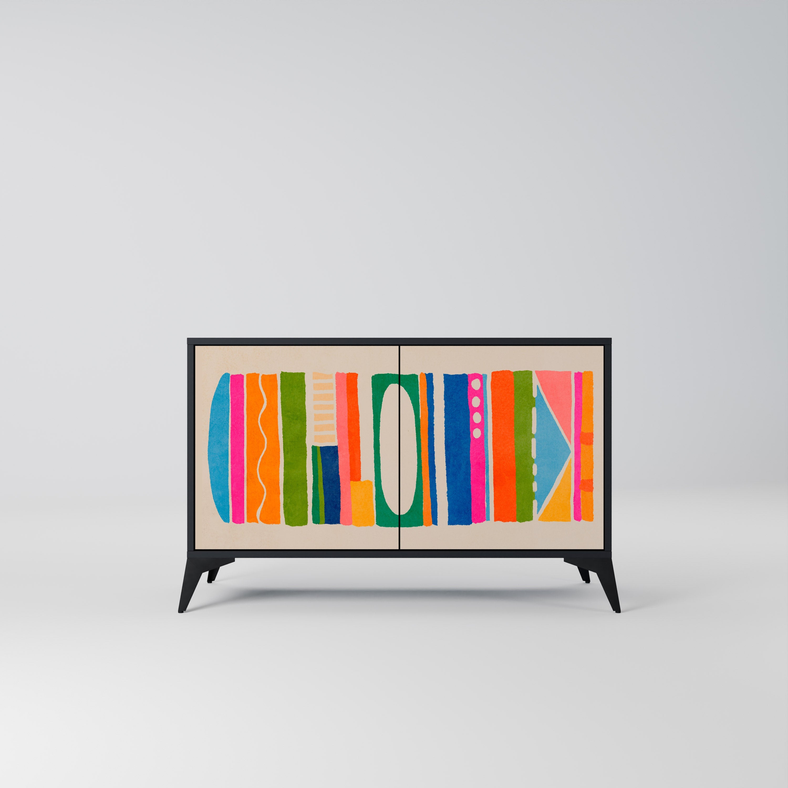 GEOMETRIC SHINE Aparador de 2 Portas em Acabamento Preto