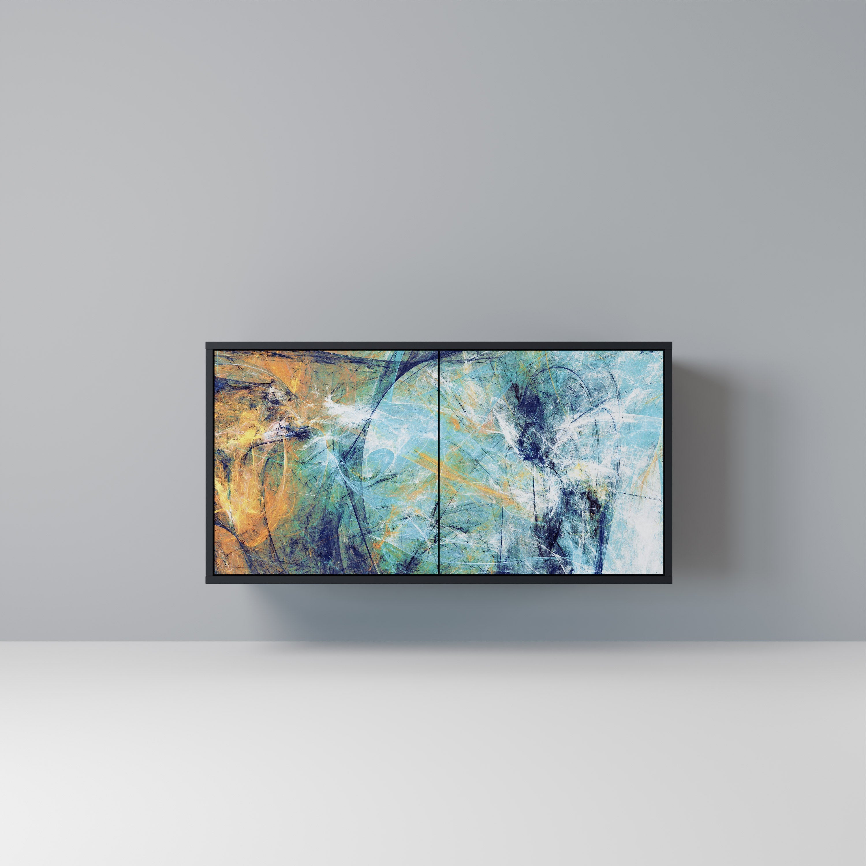 ABSTRACT THOUGHTS Aparador de 2 Portas em Acabamento Preto