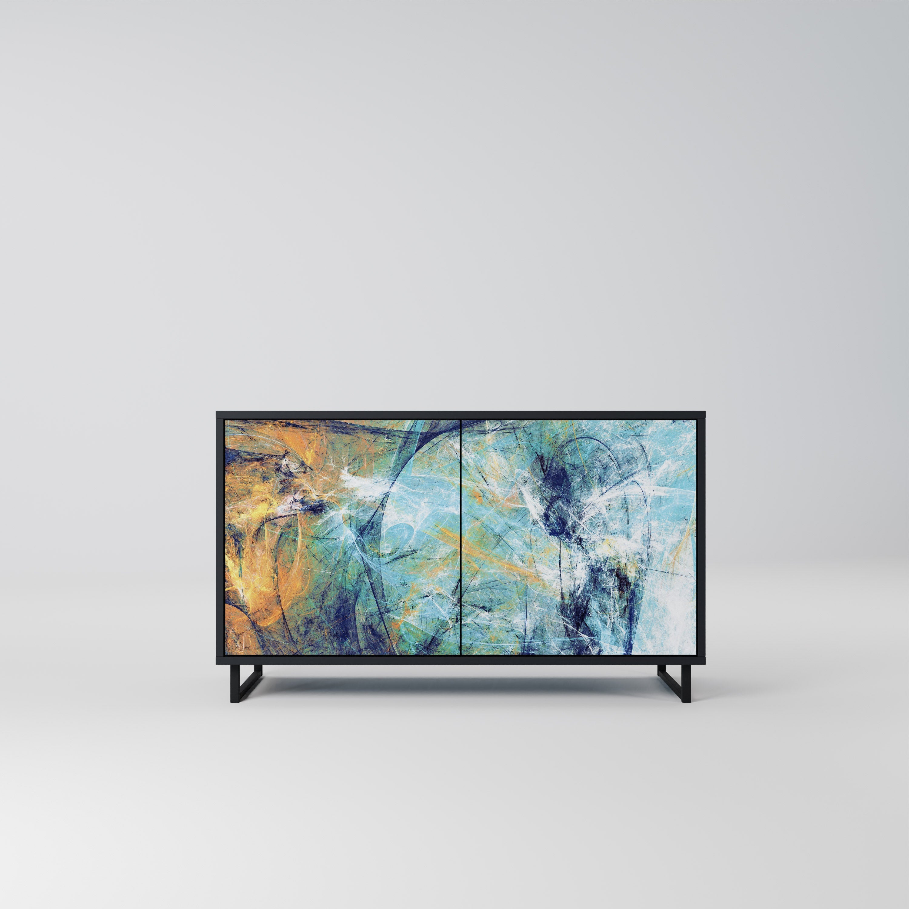 ABSTRACT THOUGHTS Aparador de 2 Portas em Acabamento Preto