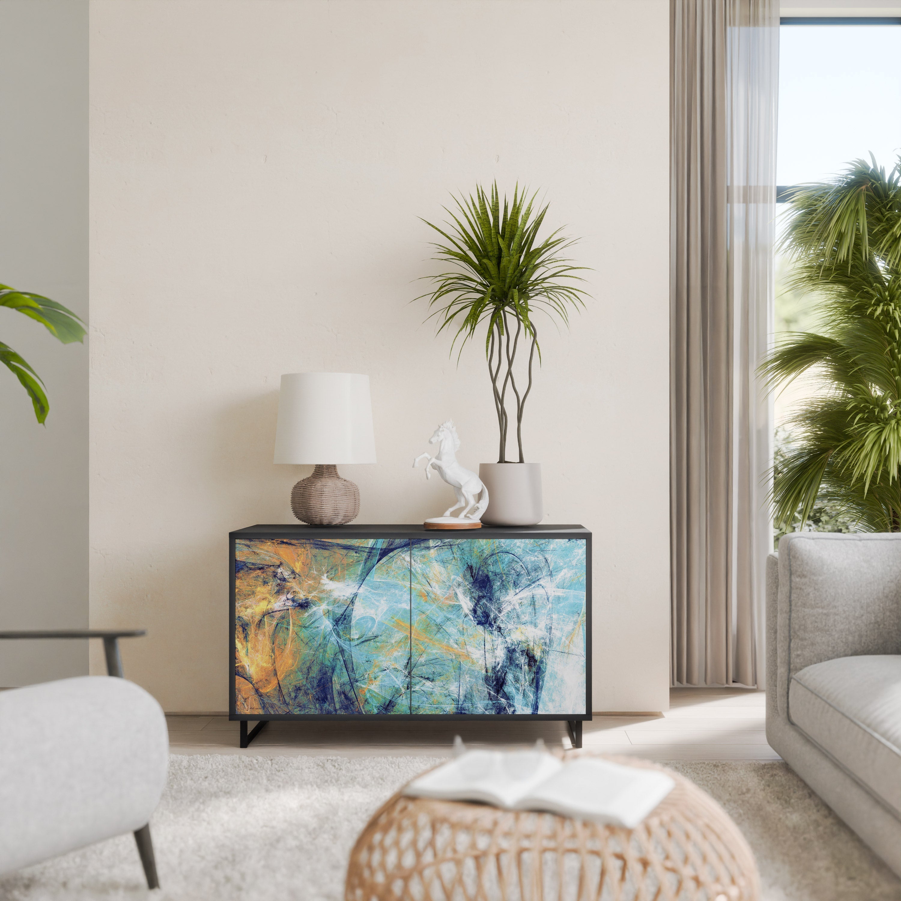 ABSTRACT THOUGHTS 2-Door Sideboard in Black Finish