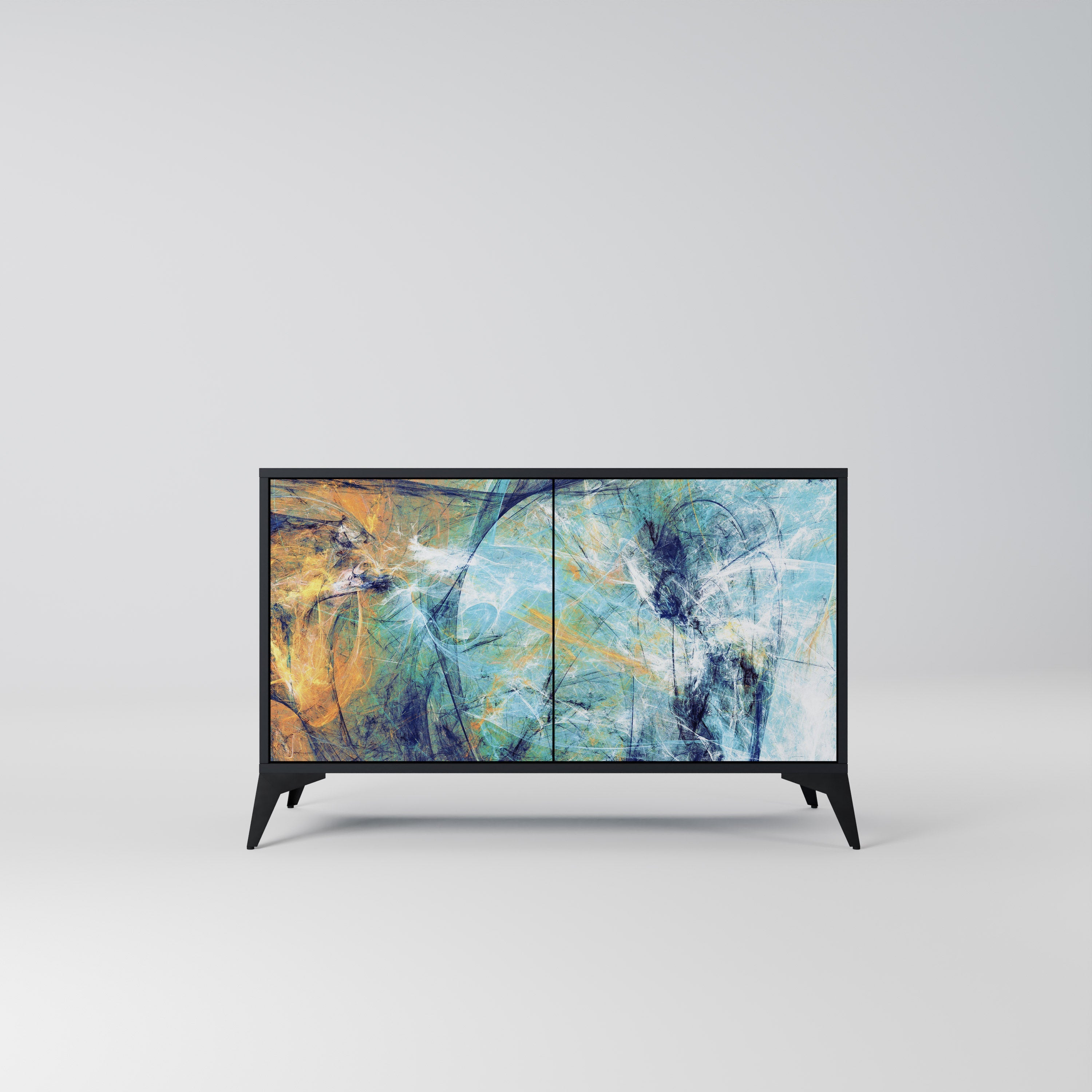 ABSTRACT THOUGHTS Aparador de 2 Portas em Acabamento Preto