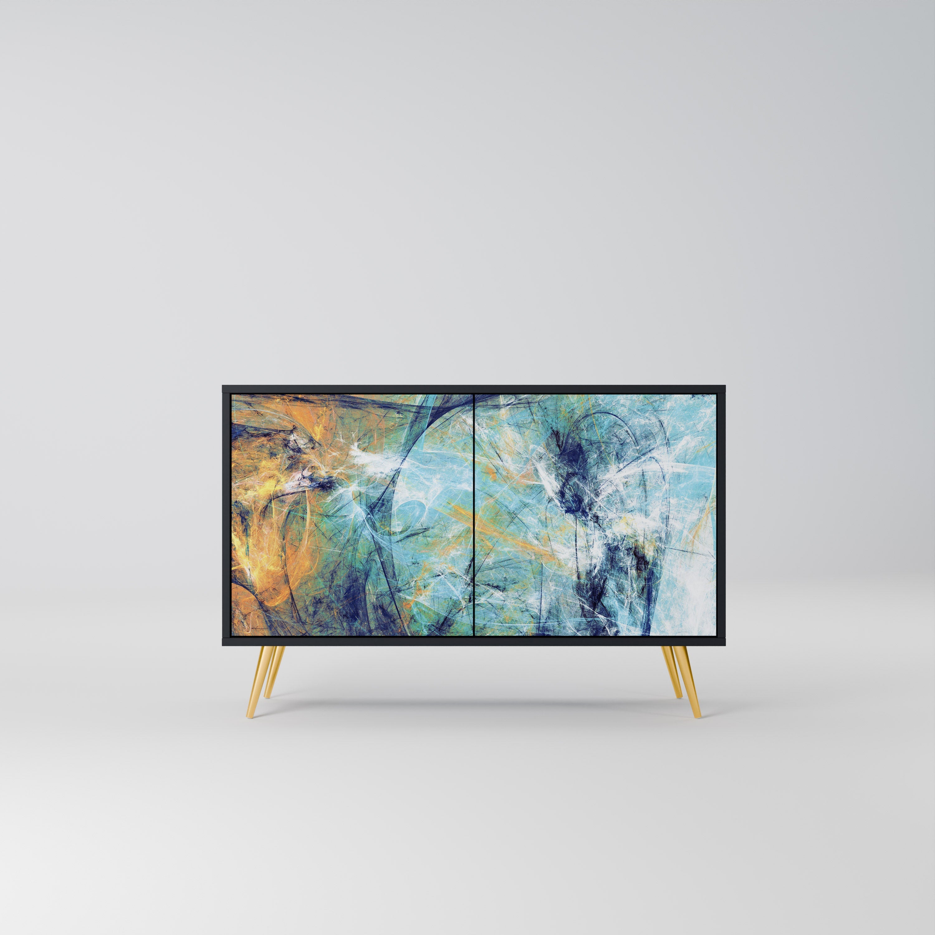 ABSTRACT THOUGHTS Aparador de 2 Portas em Acabamento Preto