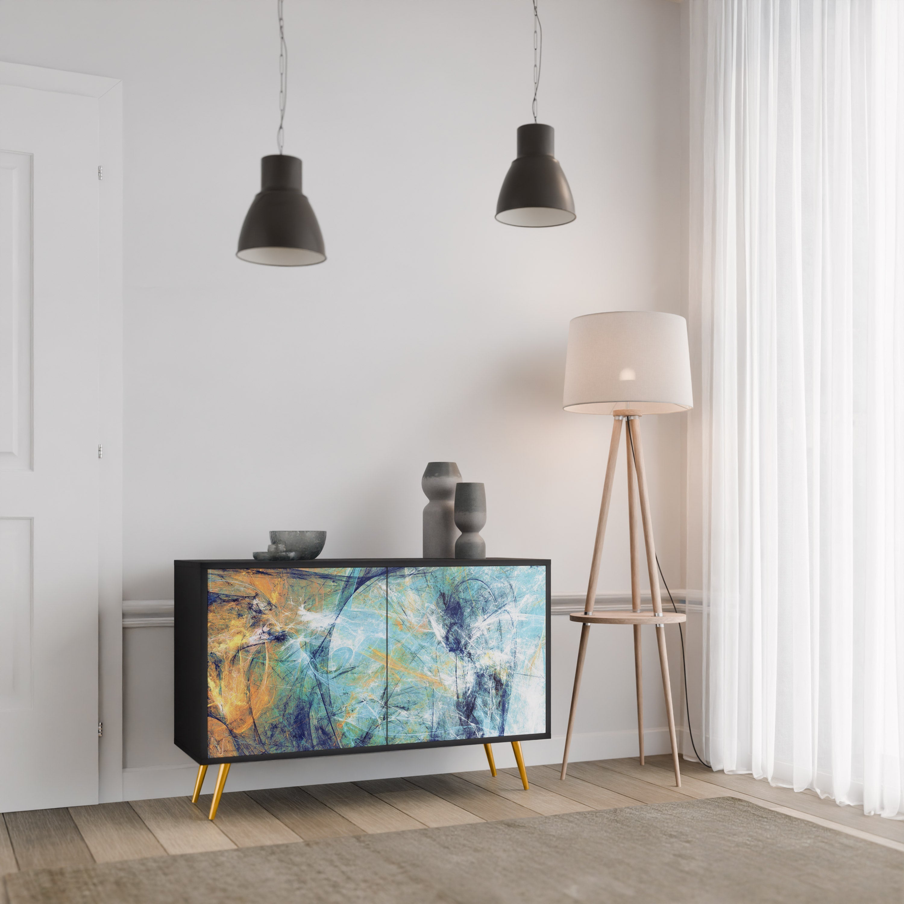 ABSTRACT THOUGHTS 2-Door Sideboard in Black Finish